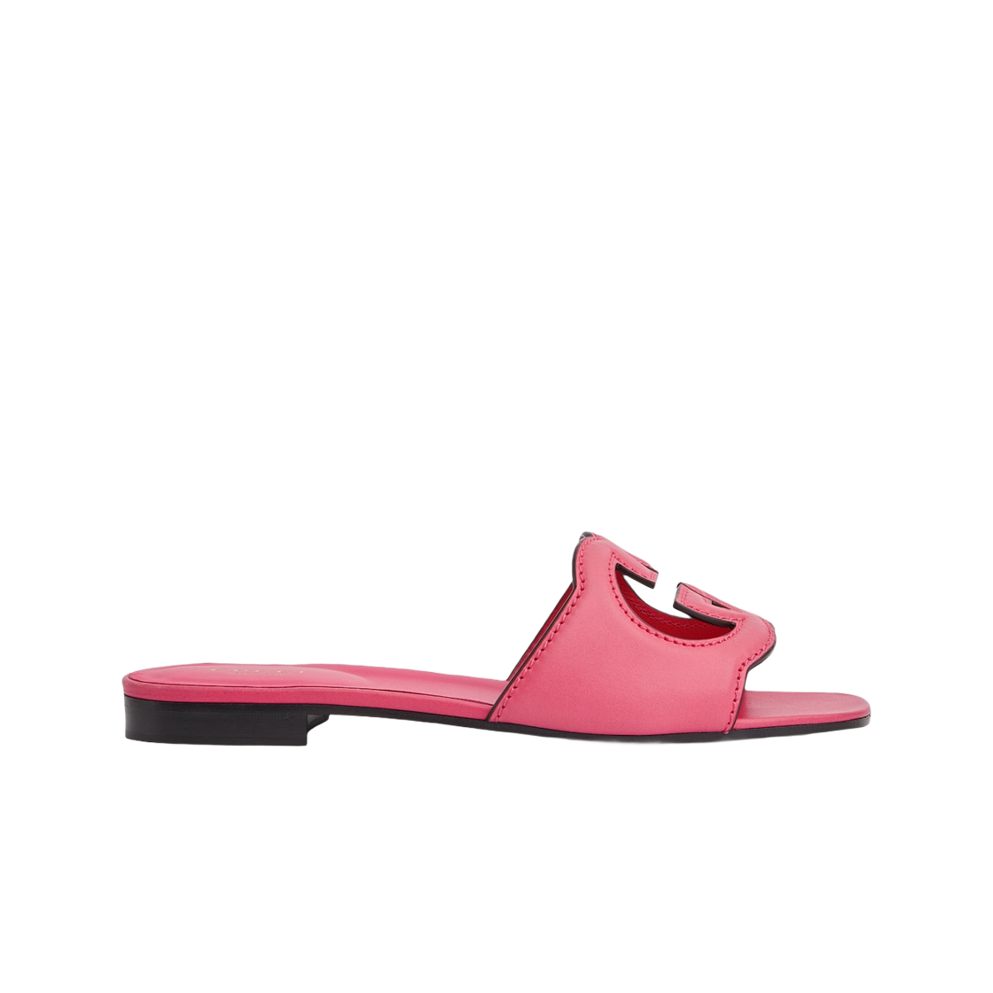 (W) 구찌 인터로킹 G 컷아웃 슬라이드 샌들 다크 핑크 레더((W) Gucci Interlocking G Cut-Out Slide Sandal Dark Pink Leather) - 1
