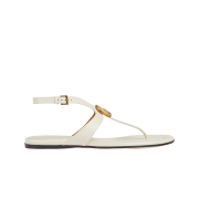 (W) Gucci Double G Thong Sandal White Leather