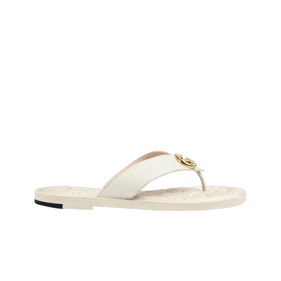 (W) 구찌 인터로킹 G 통 샌들 화이트 레더((W) Gucci Interlocking G Thong Sandal White Leather)