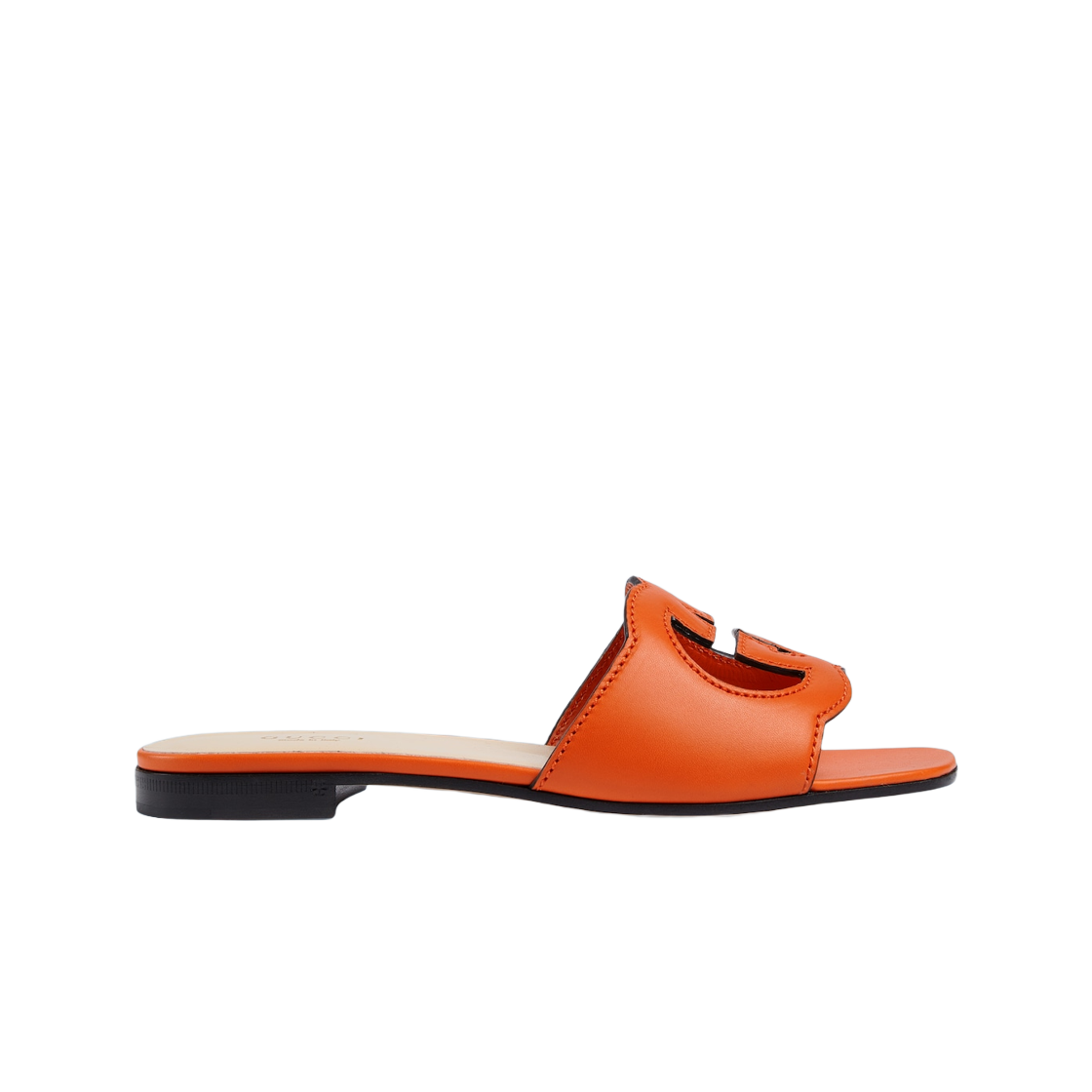 (W) 구찌 인터로킹 G 컷아웃 슬라이드 샌들 오렌지 레더((W) Gucci Interlocking G Cut-Out Slide Sandal Orange Leather) - 1