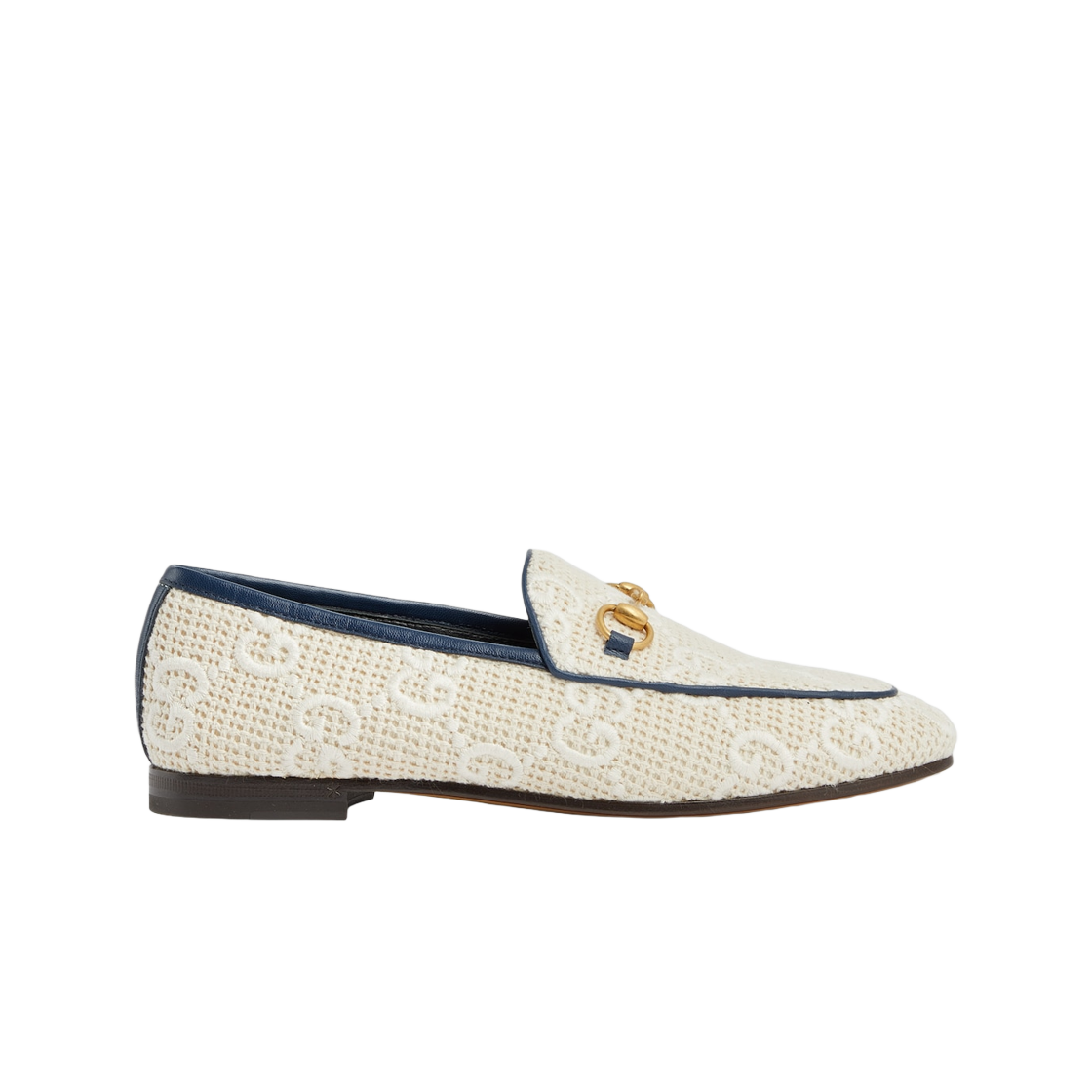 (W) 구찌 조던 GG 로퍼 아이보리 화이트 코튼((W) Gucci Jordaan GG Loafer Ivory White Cotton) - 1