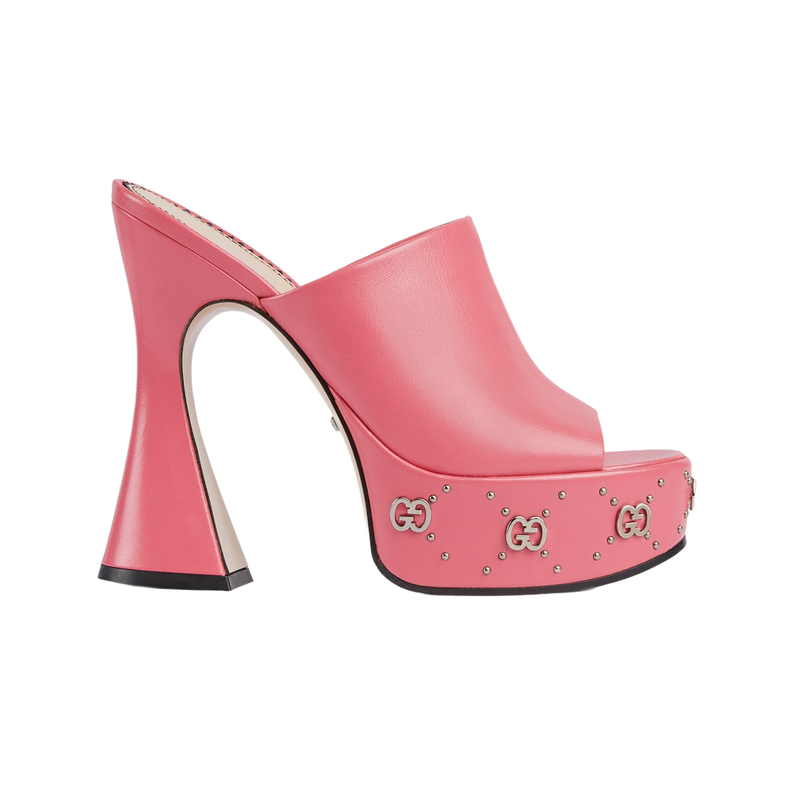 (W) 구찌 플랫폼 슬라이드 샌들 핑크 레더((W) Gucci Platform Slide Sandal Pink Leather) - 1