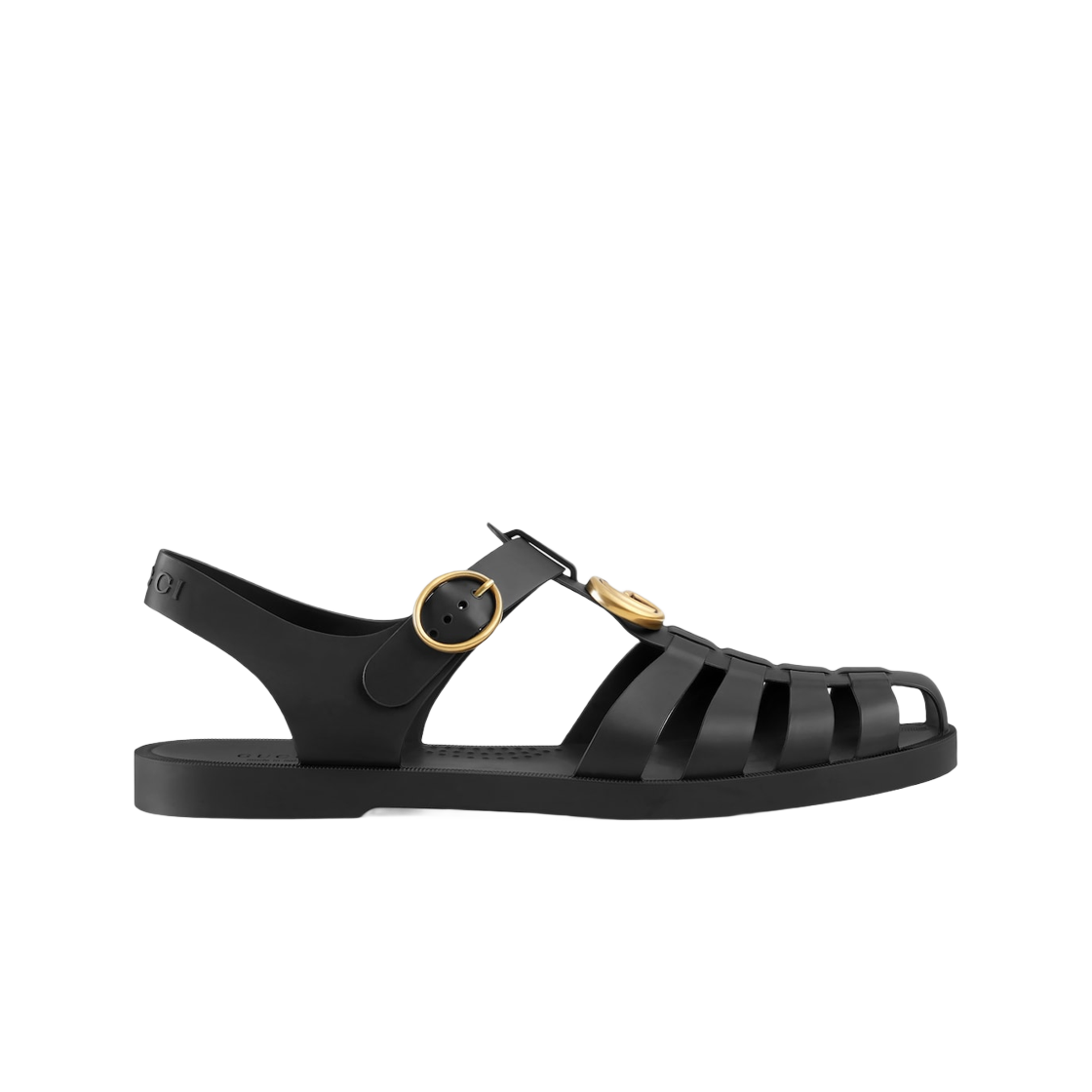 구찌 러버 버클 스트랩 샌들 블랙 러버(Gucci Rubber Buckle Strap Sandal Black Rubber) - 1
