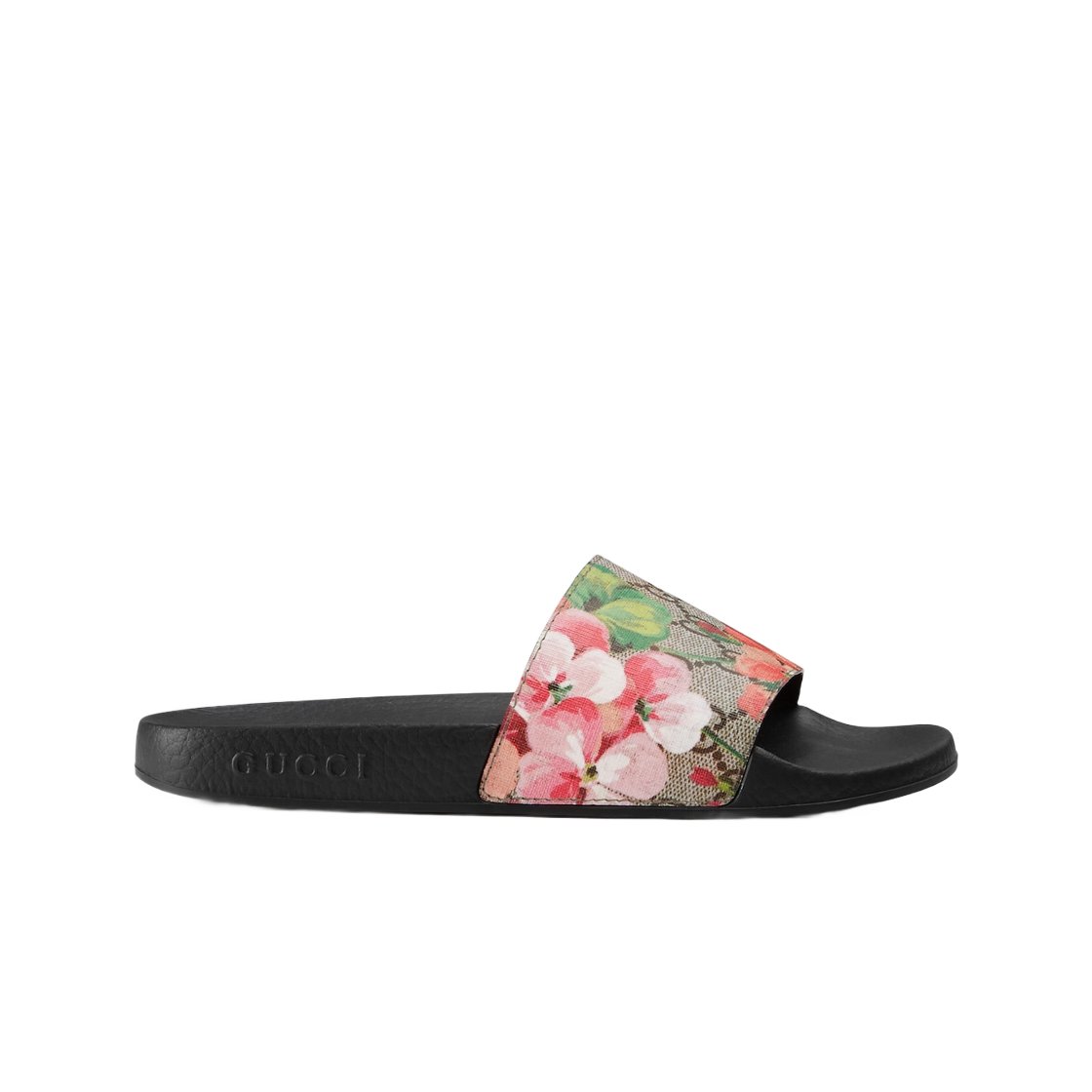 (W) 구찌 GG 블룸 슈프림 플로럴 슬라이드 샌들 베이지 에보니 핑크((W) Gucci GG Bloom Supreme Floral Slide Sandal Beige Ebony Pink) - 1