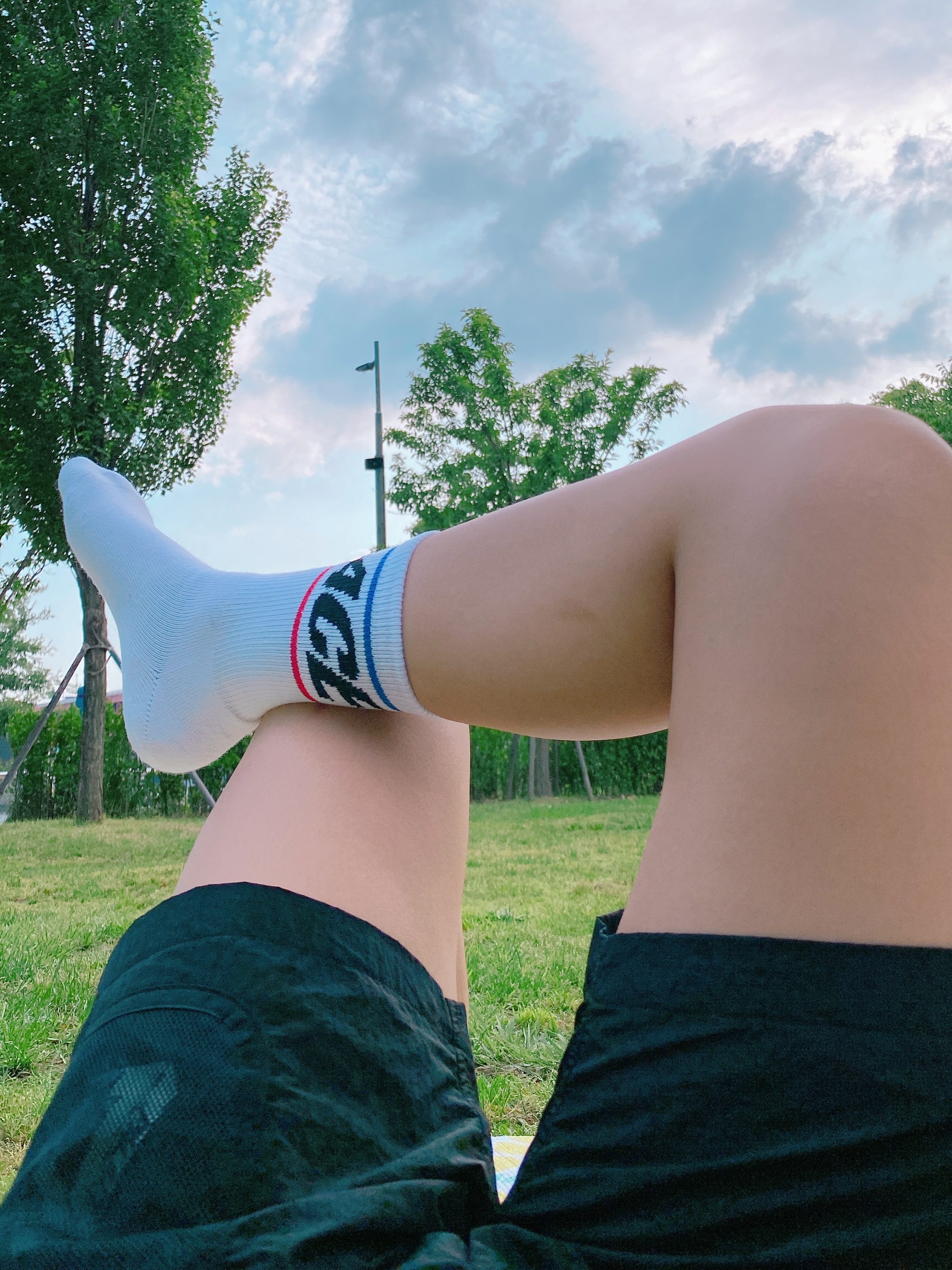 Palace Cripstop Grid Shorts Black - 22SS, Palace Basically A Sock White 착용 스타일