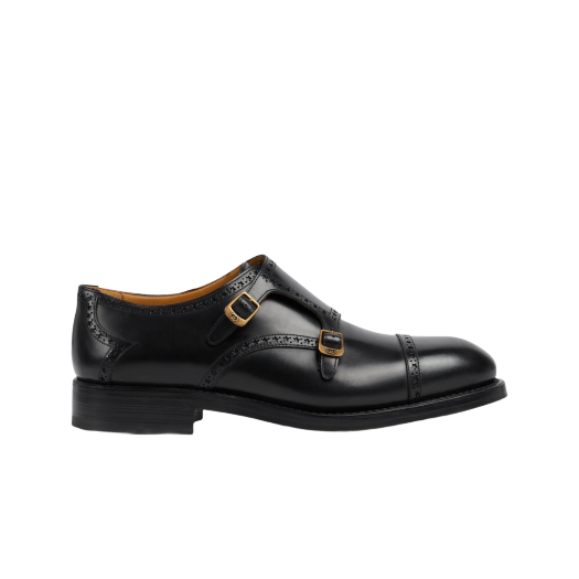 Gucci Monk Strap Shoe Black Leather