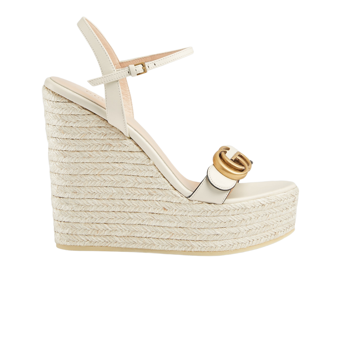 (W) 구찌 레더 플랫폼 에스파드리유 화이트 레더((W) Gucci Leather Platform Espadrille White Leather) - 1