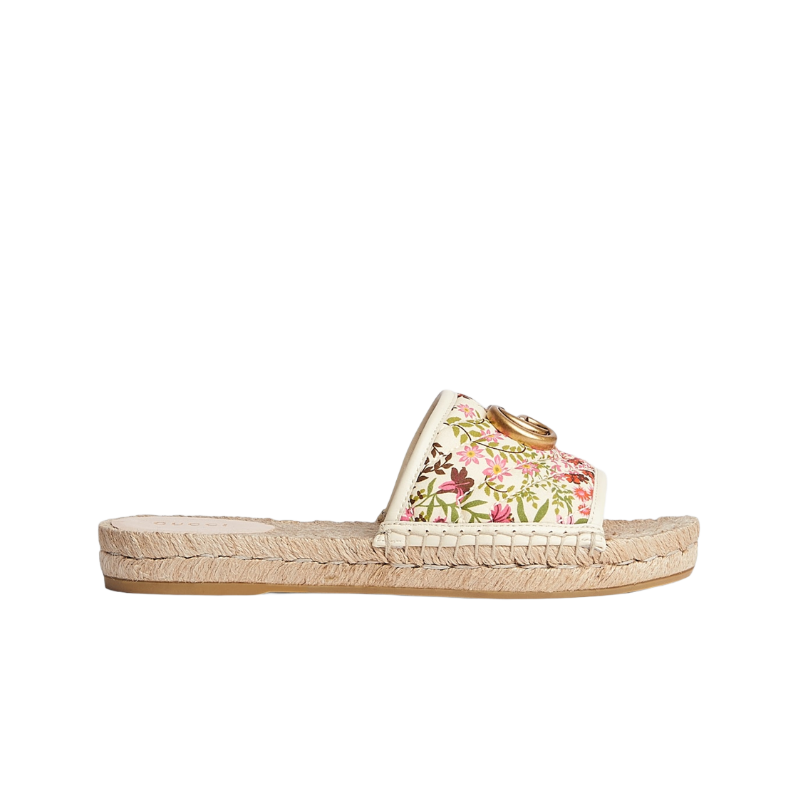 (W) 구찌 플로럴 에스파드리유 샌들 아이보리 캔버스((W) Gucci Floral Espadrille Sandal Ivory Canvas) - 1