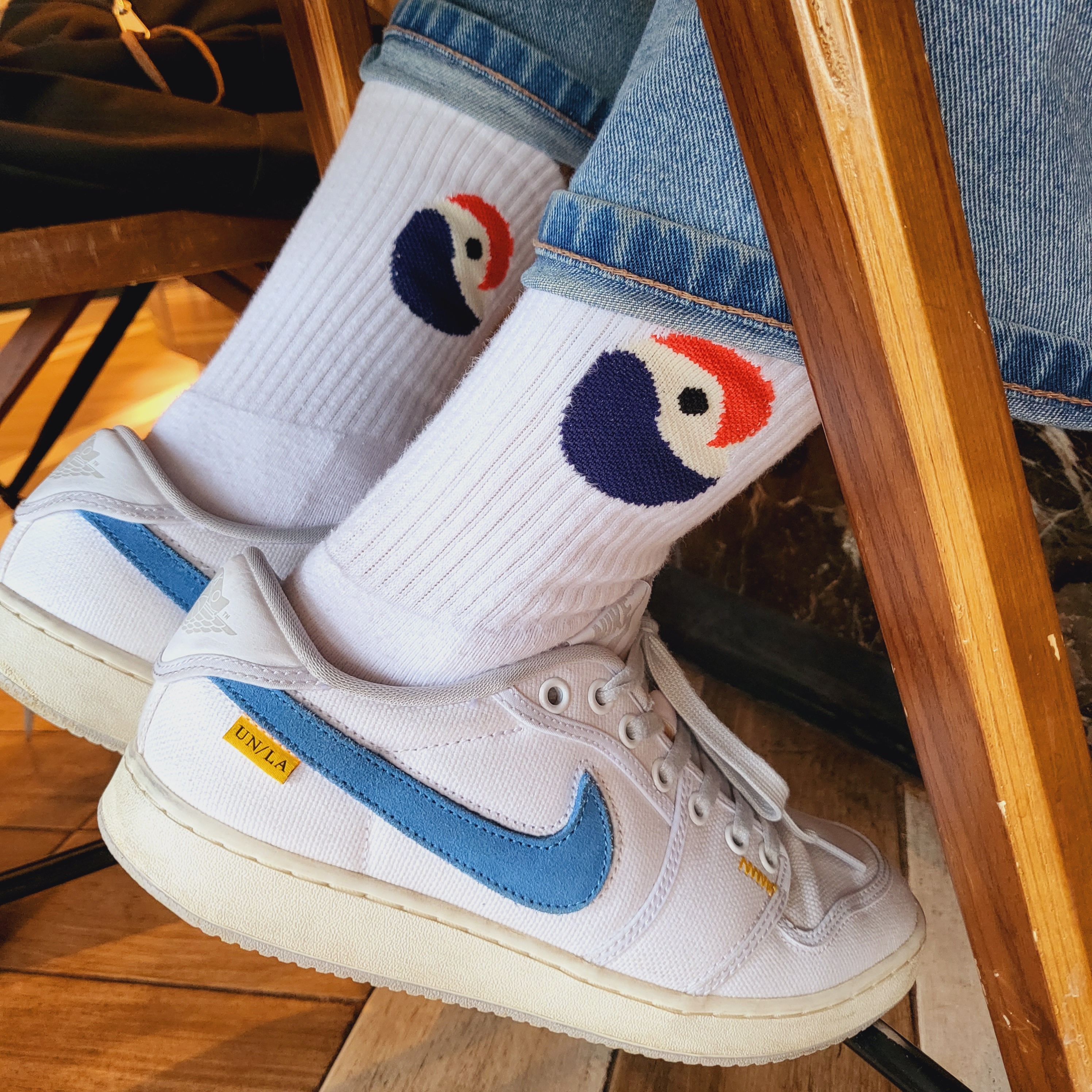 Jordan 1 x Union KO Low White, Nike x Kasina Air Max 1 SP Won-Ang Orange 착용 스타일