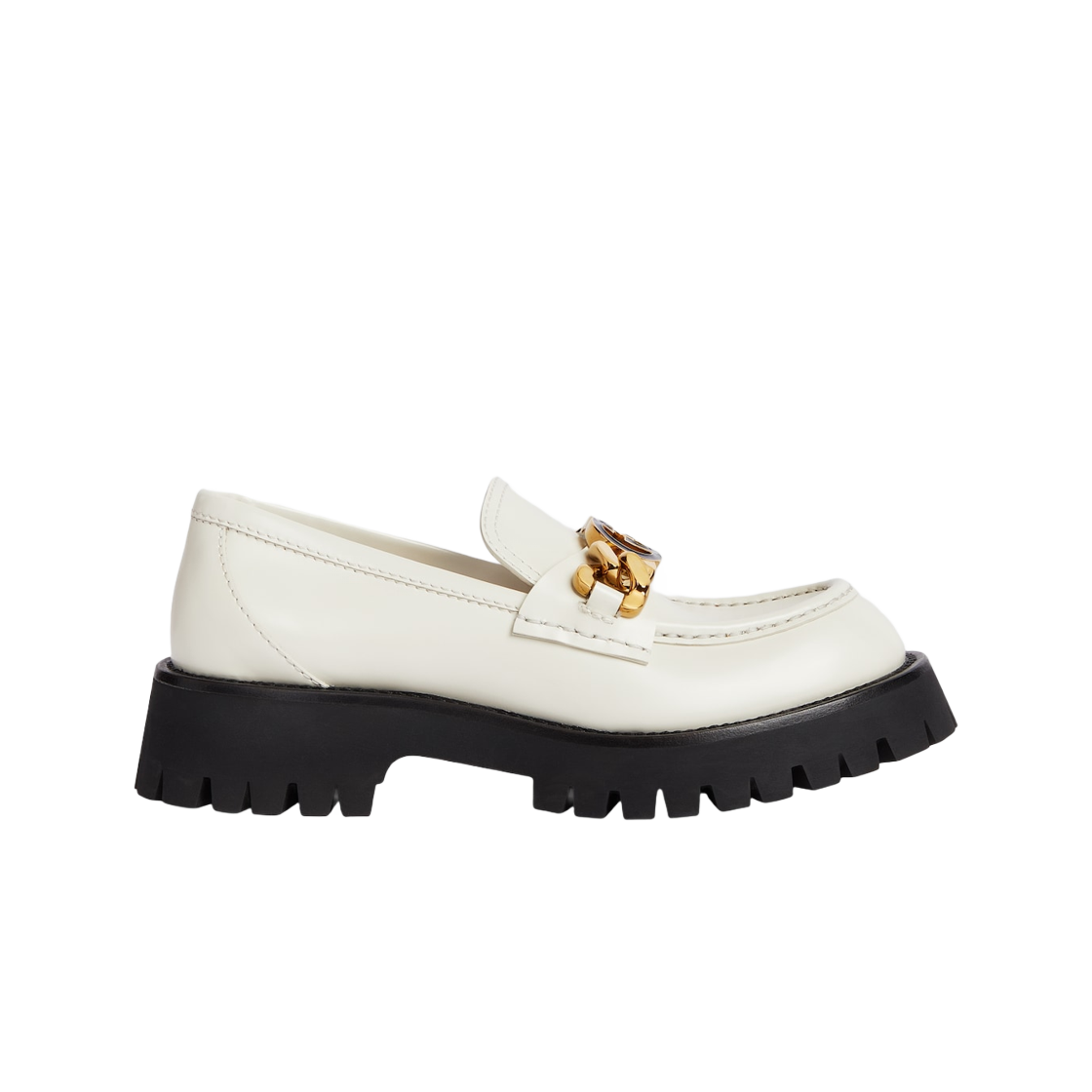 (W) 구찌 러그 솔 로퍼 화이트 레더((W) Gucci Lug Sole Loafer White Leather) - 1