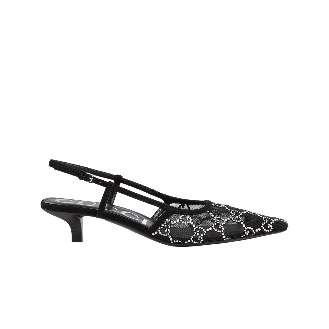 (W) 구찌 GG 슬링백 펌프 블랙 메쉬 크리스탈((W) Gucci GG Slingback Pump Black Mesh Crystals) - 1