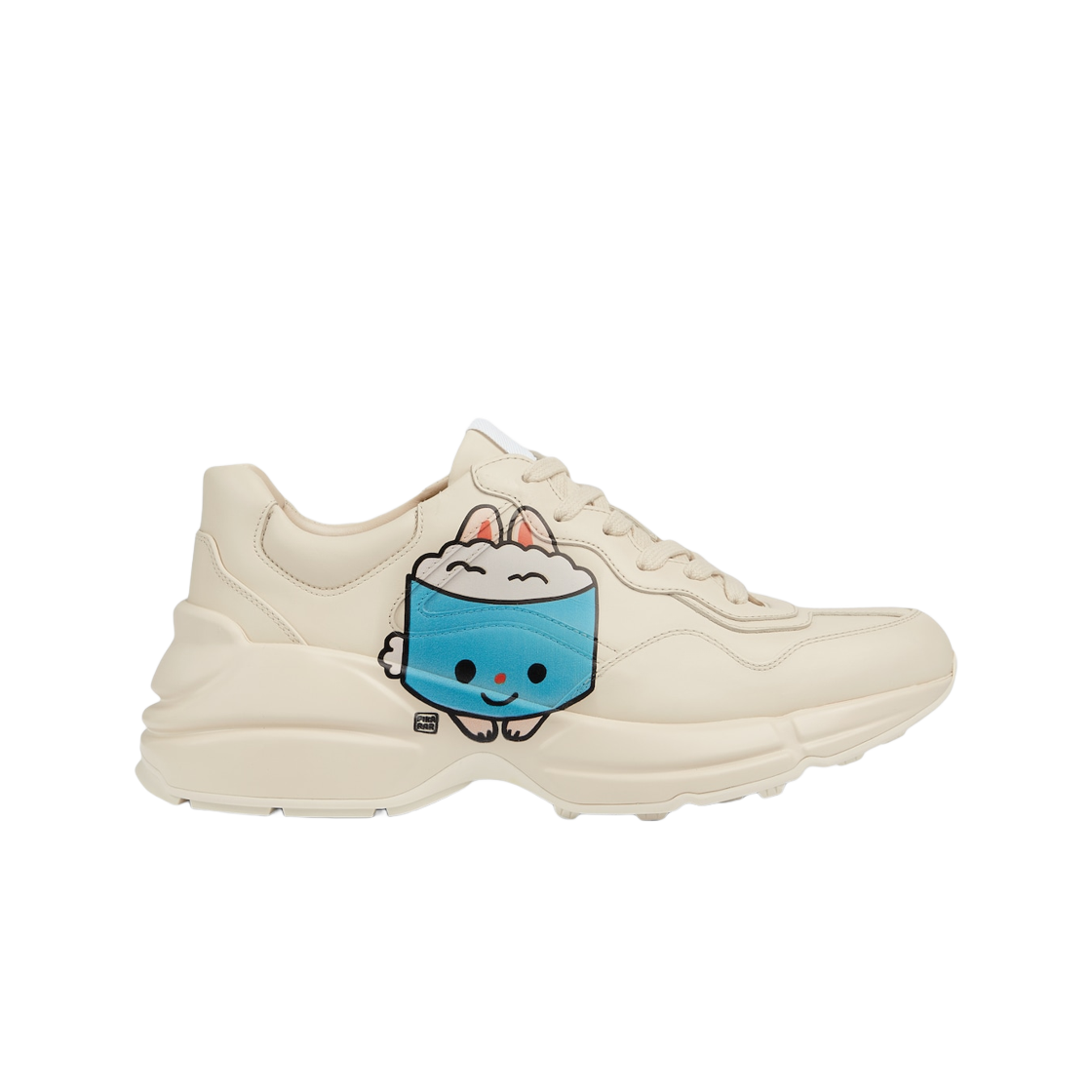 (W) 구찌 롸이톤 스니커즈 애니멀 프린트 아이보리 레더((W) Gucci Rhyton Sneakers with Animal Print Ivory Leather) - 1