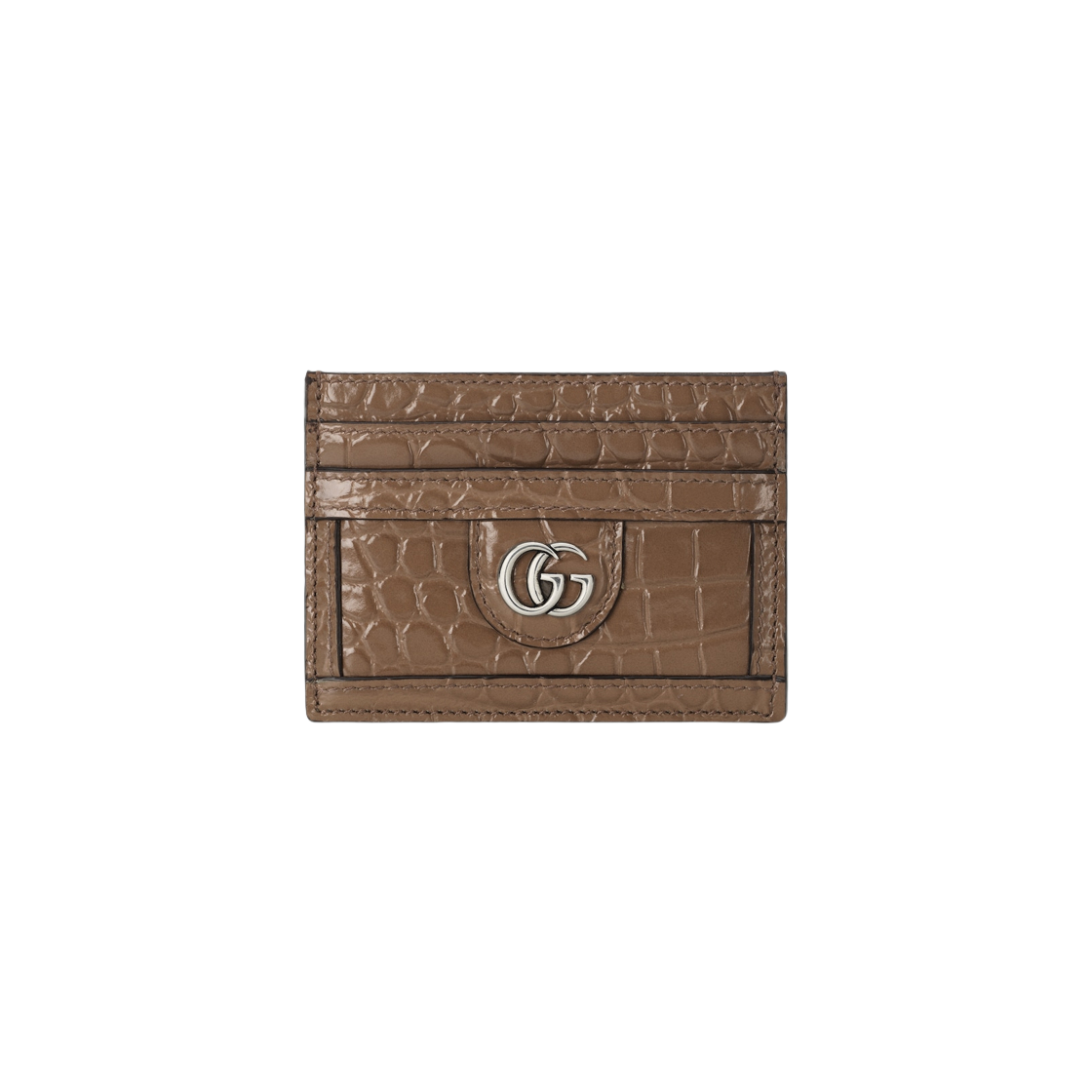 Gucci Crocodile Card Case with Double G Light Brown 상세 이미지 1