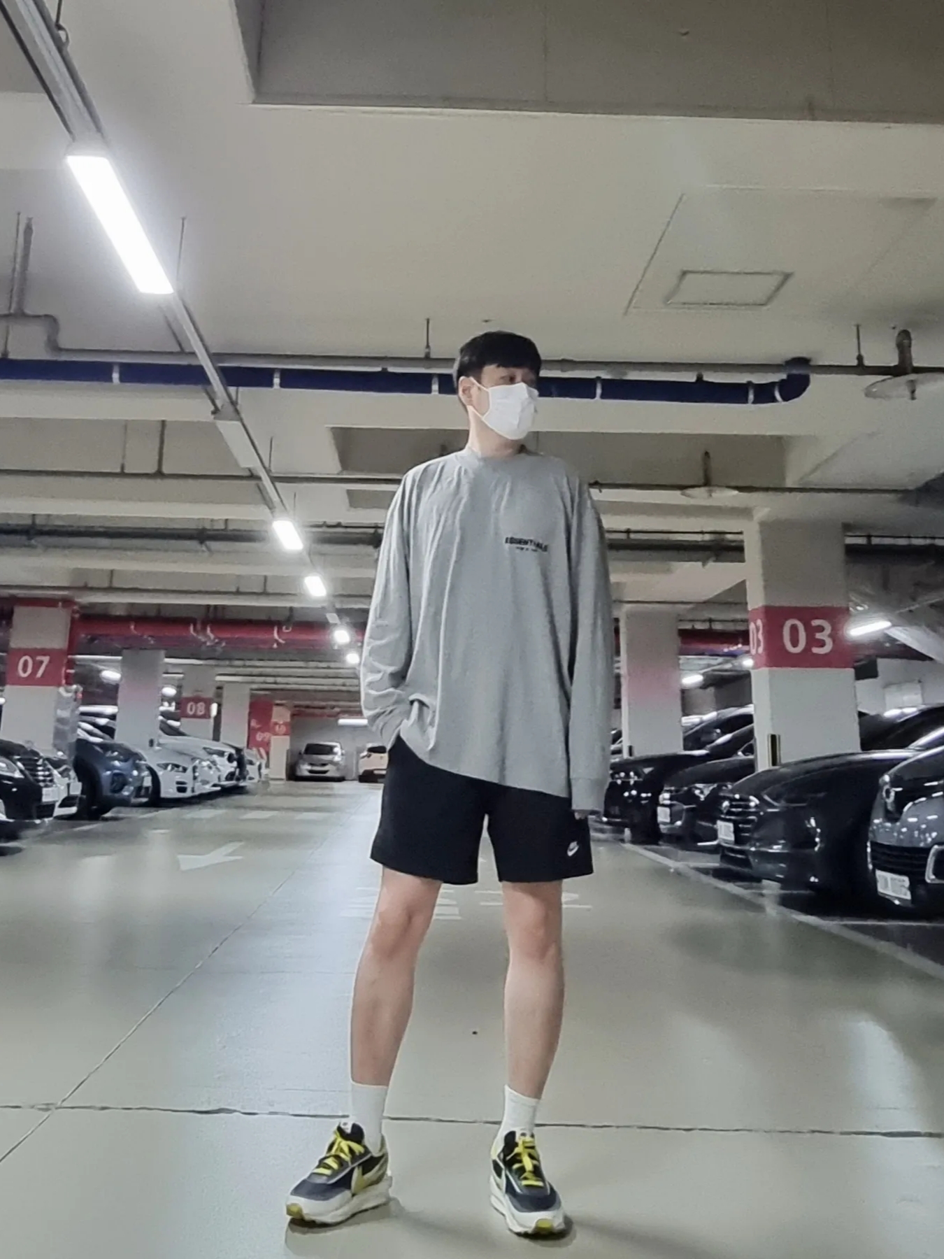 Nike x Sacai x Undercover LDWaffle Black Bright Citron, Nike NSW Woven Lined Flow Shorts Black - Asia 착용 스타일 - 1