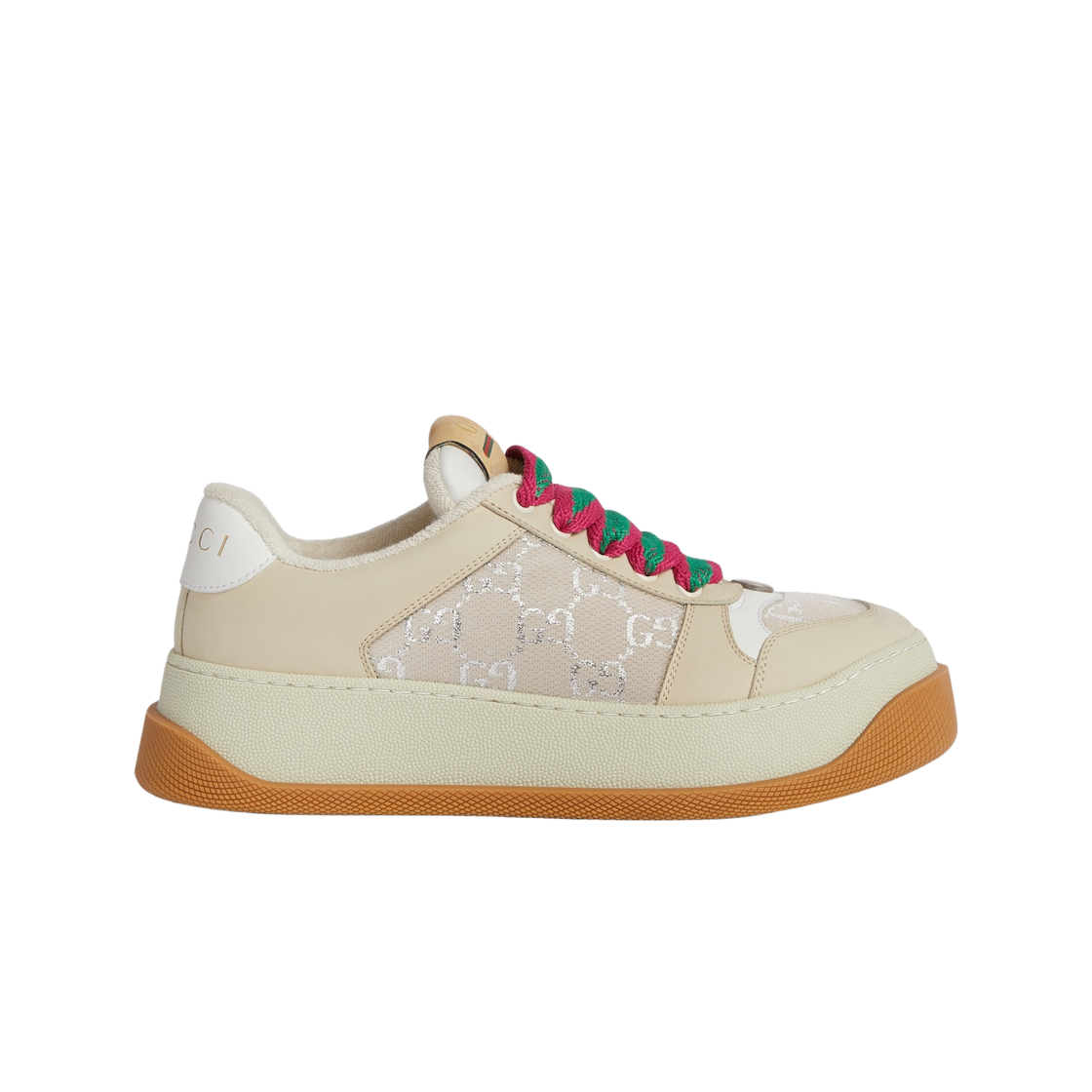 (W) 구찌 스크리너 스니커즈 화이트 GG 라메 캔버스((W) Gucci Screener Sneaker White GG Lame Canvas) - 1