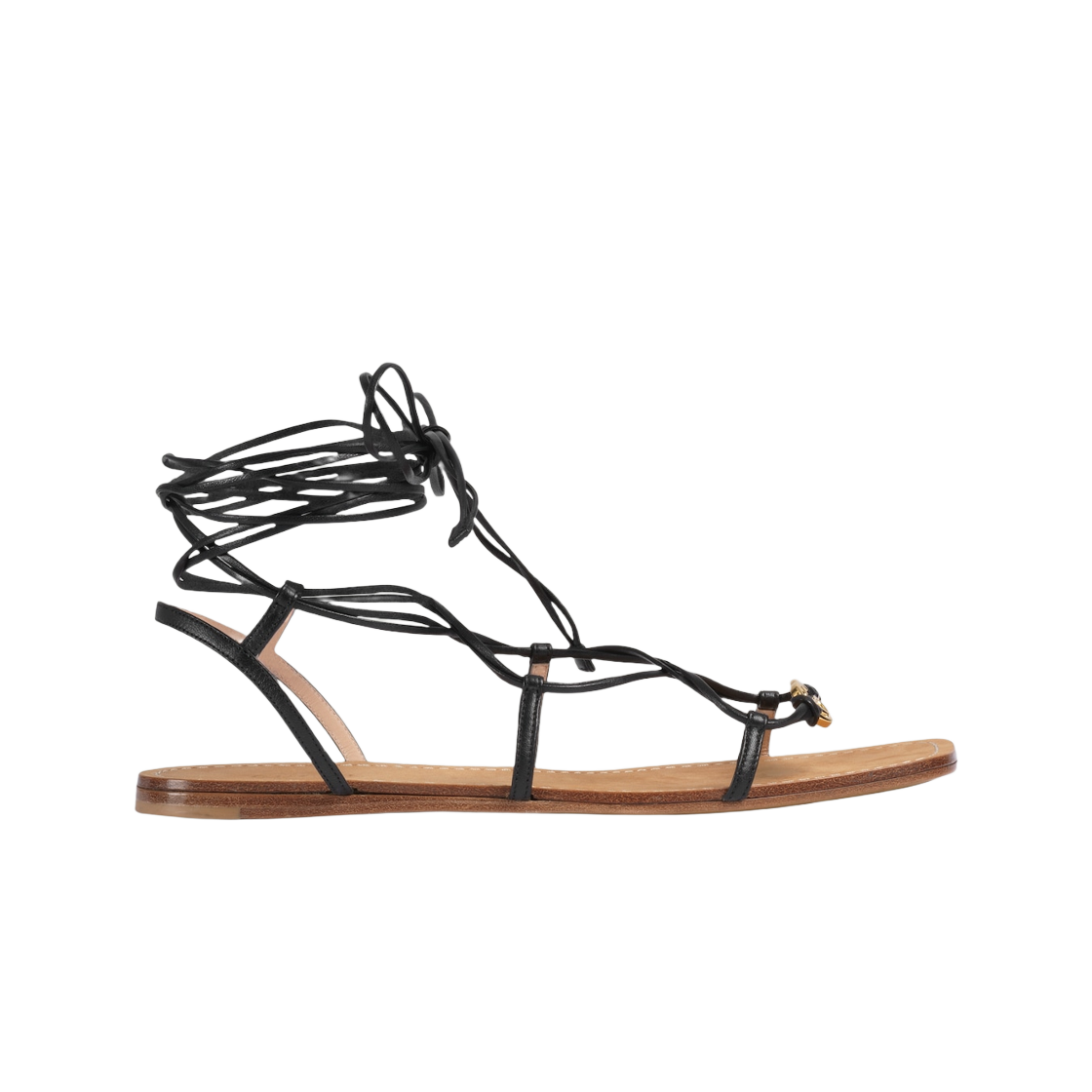 738680-BKO00-1000 (W) Gucci Interlocking G Strappy Sandal Black Leather