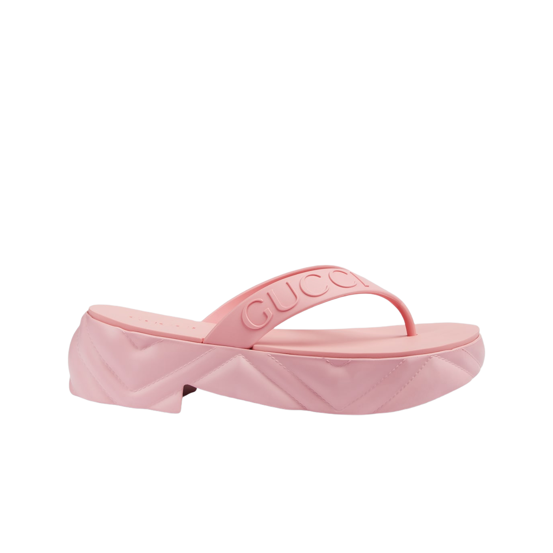 746334-JFM00-5815 (W) Gucci Thong Platform Sandal Pink Rubber