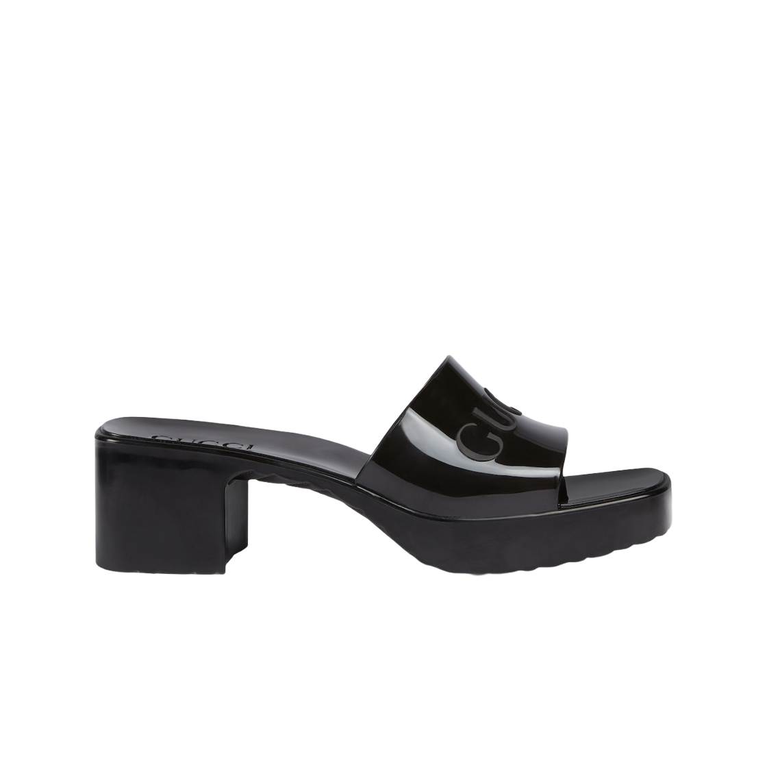 (W) Gucci Rubber Slide Sandal Black Rubber 상세 이미지 1