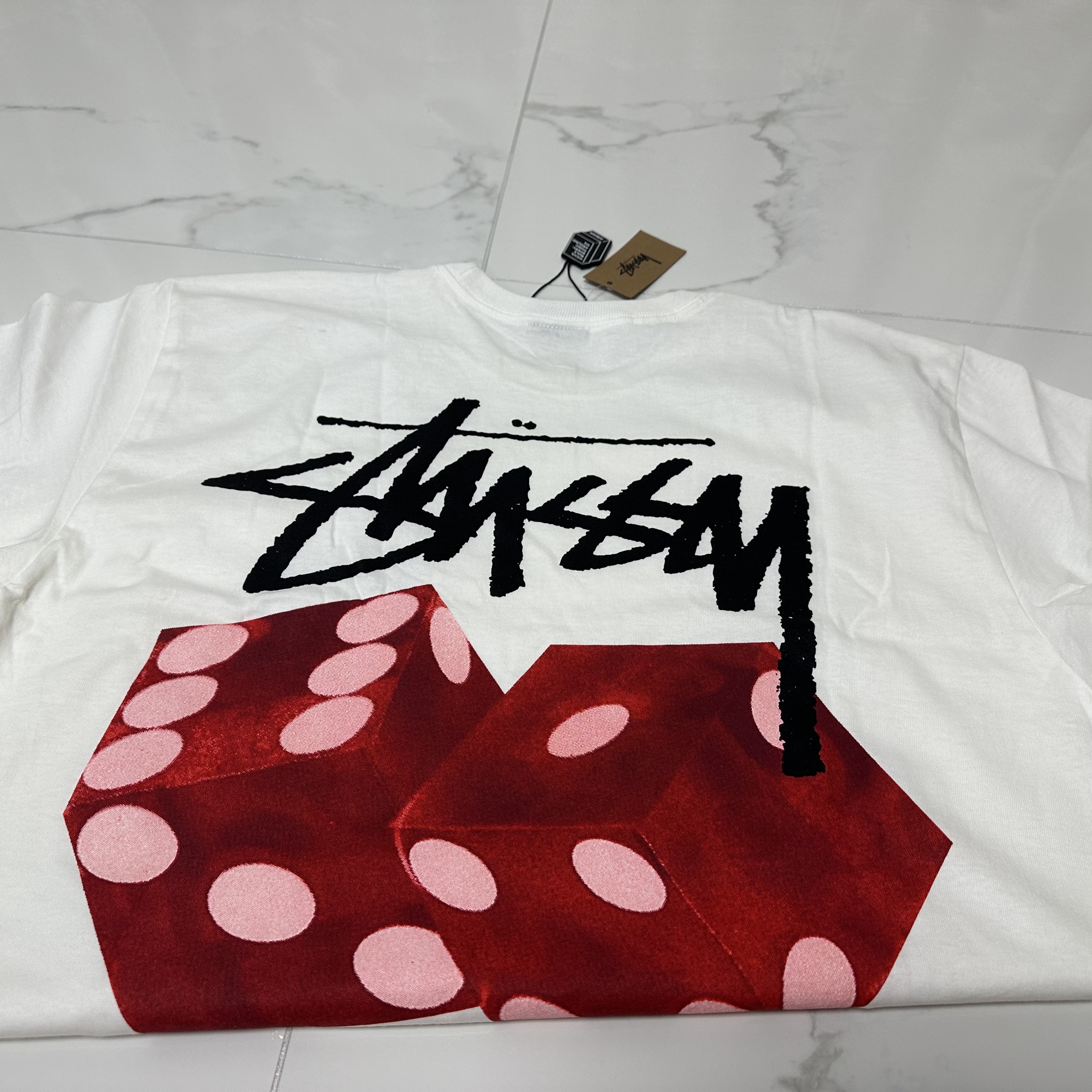 Stussy Diced Out T-Shirt White 착용 스타일