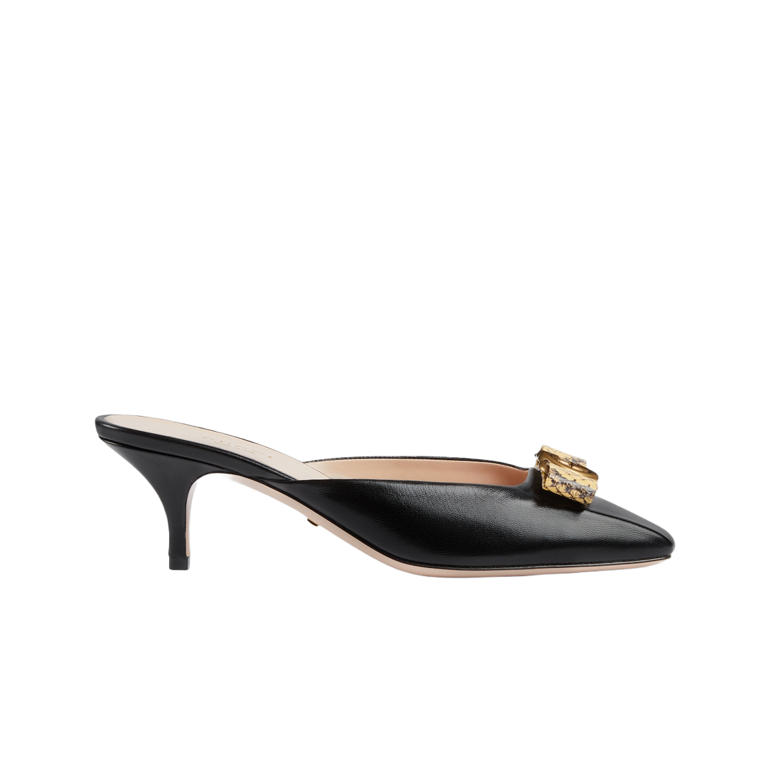 (W) 구찌 인터로킹 G 뮬 블랙 레더((W) Gucci Interlocking G Mule Black Leather) - 1