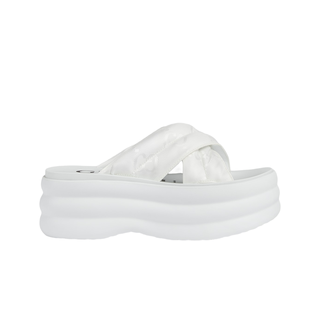 (W) 구찌 GG 플랫폼 슬라이드 샌들 화이트 패딩 나일론((W) Gucci GG Platform Slide Sandal White Padded Nylon) - 1