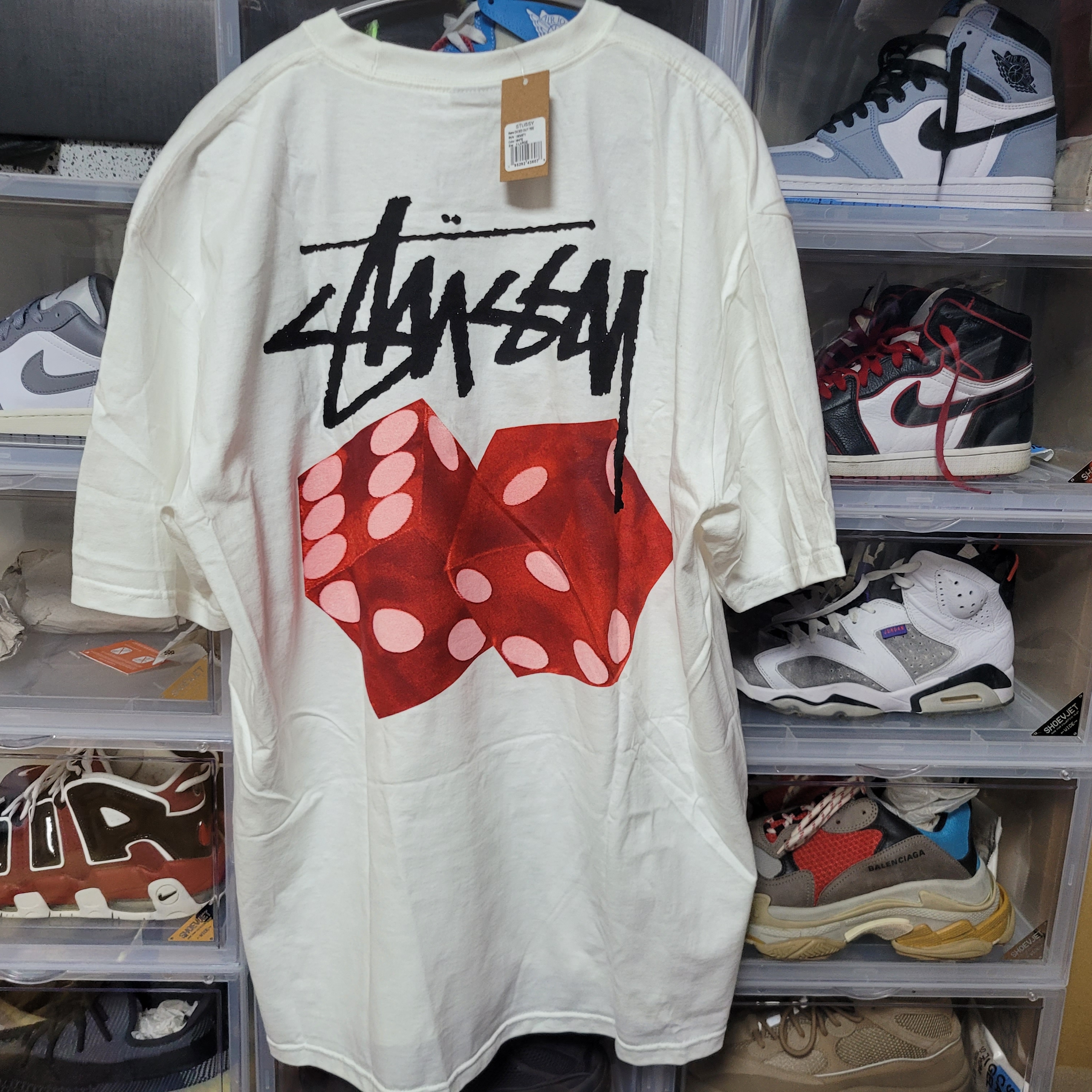 Stussy Diced Out T-Shirt White, Nike Air More Uptempo 96 Bulls 2021 착용 스타일