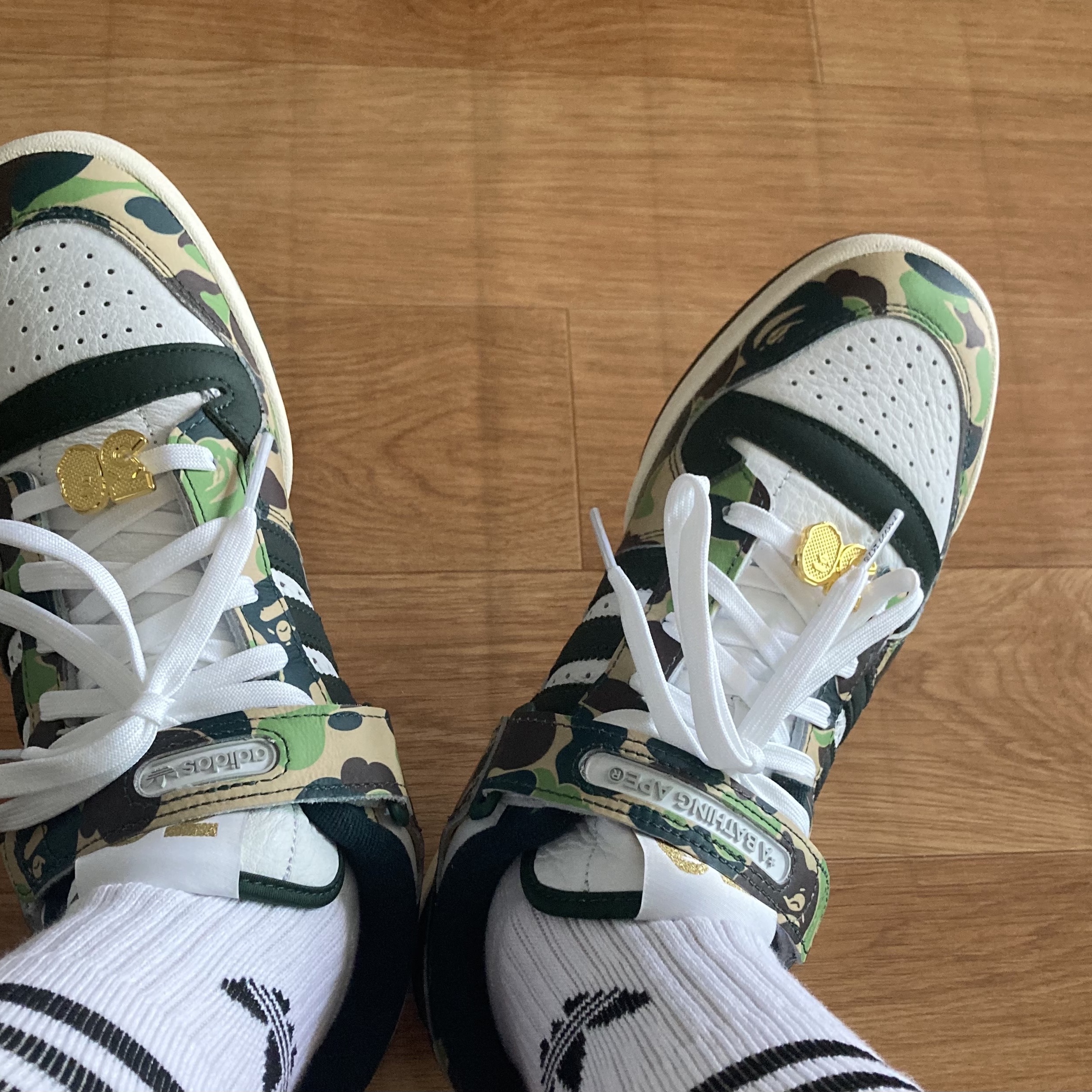 Adidas x BAPE Forum 84 Low Green Camo 착용 스타일 - 2