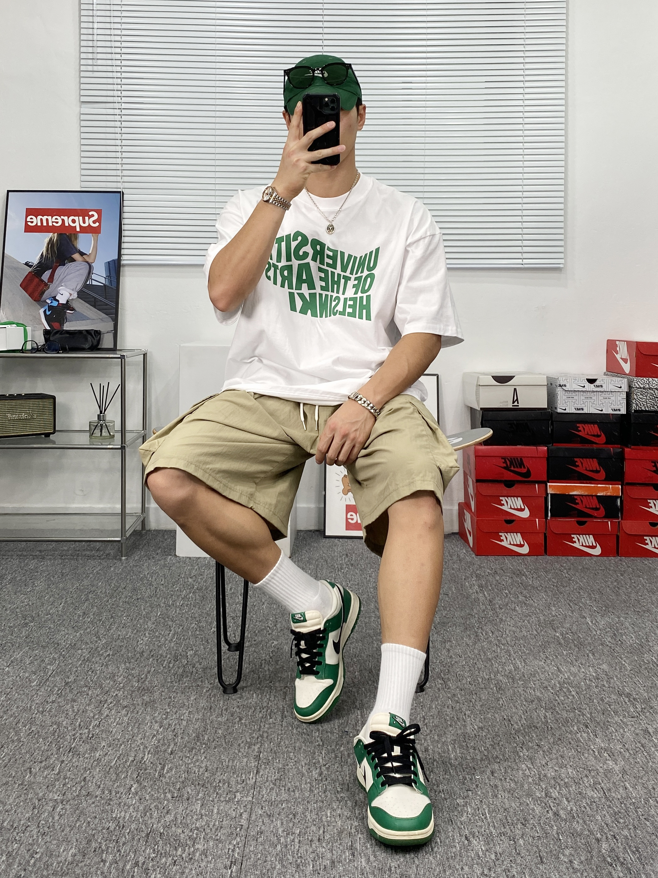 Nike Dunk Low Retro SE Jackpot Malachite 착용 스타일 - 3