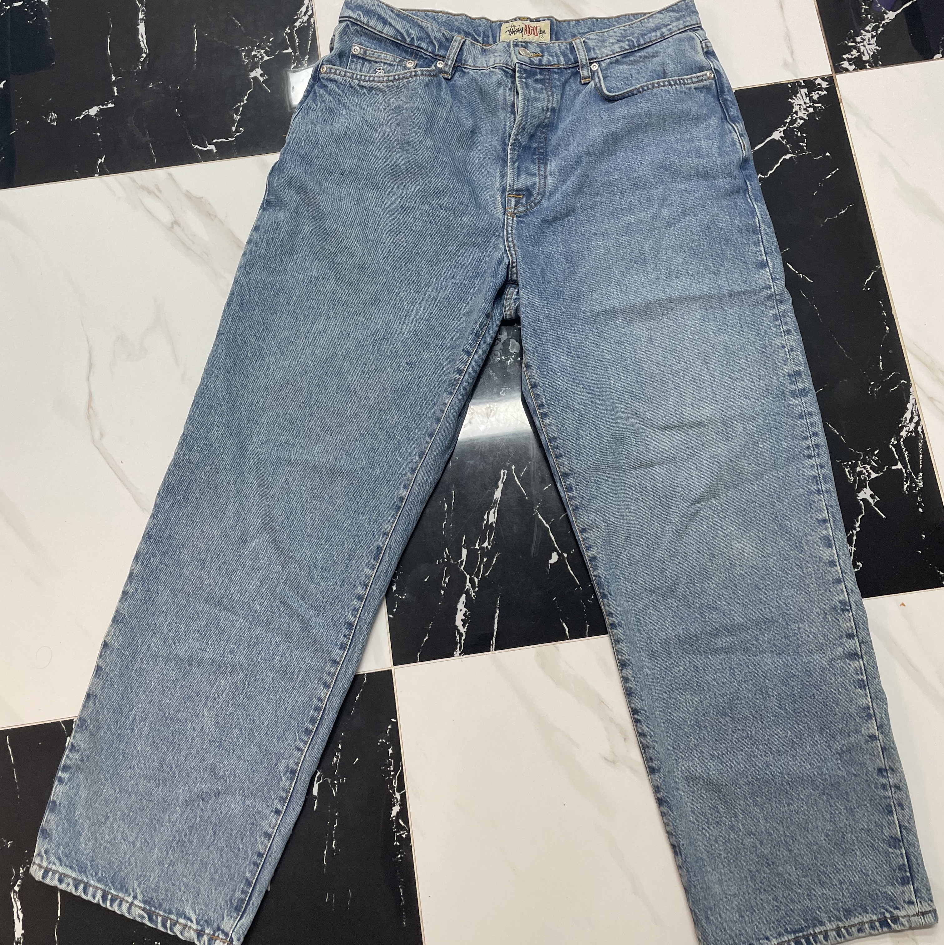 Stussy Denim Big OL' Jean Washed Blue 착용 스타일 - 1