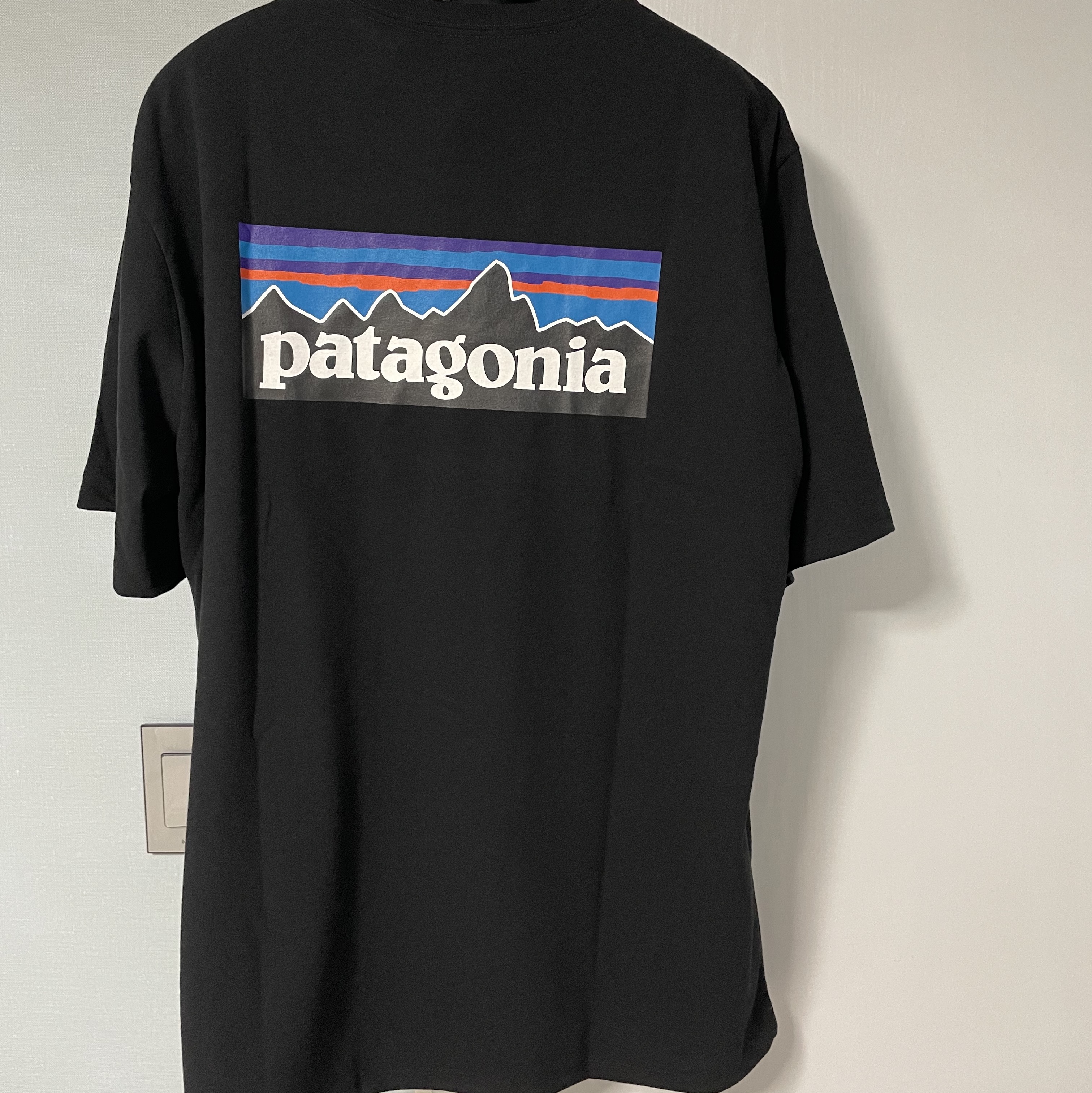 Patagonia P-6 Mission Organic T-Shirt Ink Black, Nike NSW Woven Lined Flow Shorts Black - Asia 착용 스타일 - 2