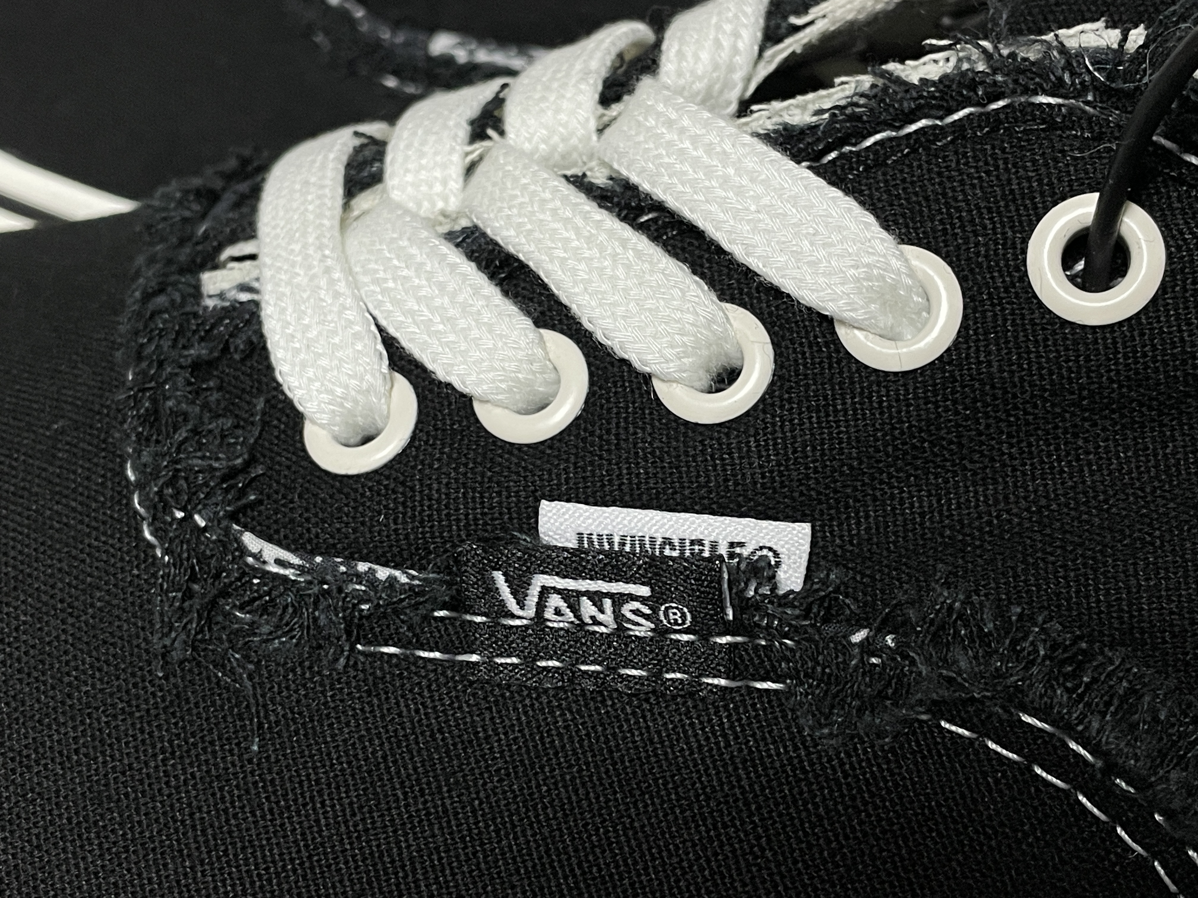 Vans Vault x Invincible OG Authentic Frayed LX Gnarly Pack Black 착용 스타일 - 2