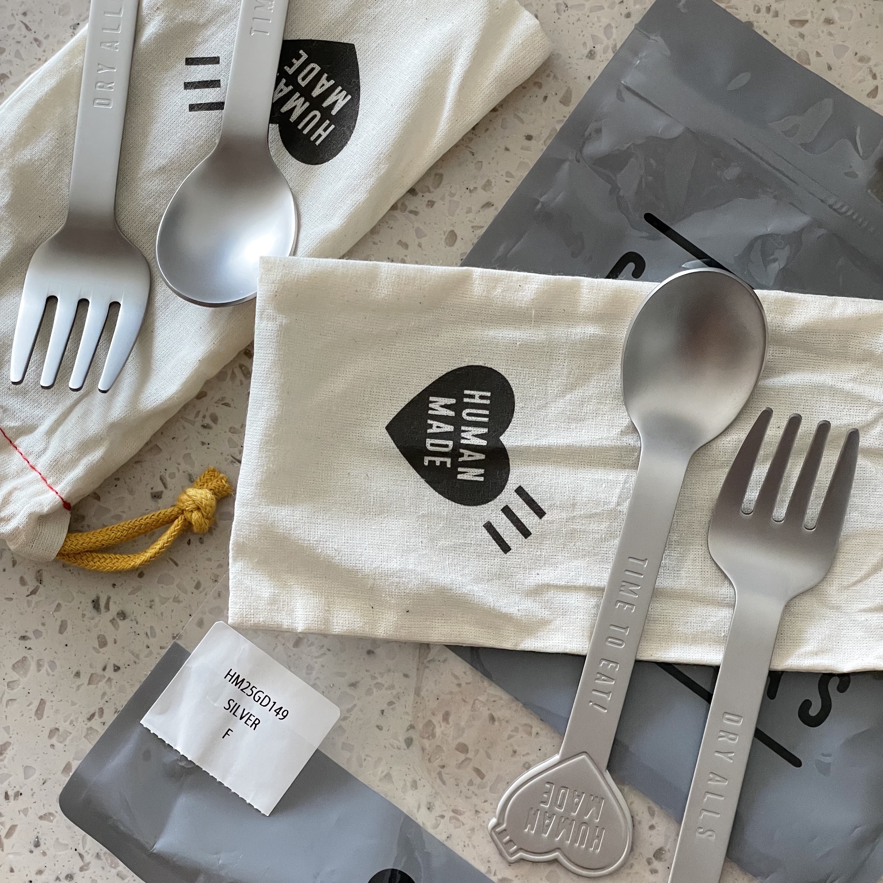 Human Made Heart Spoon & Fork Set Silver 착용 스타일