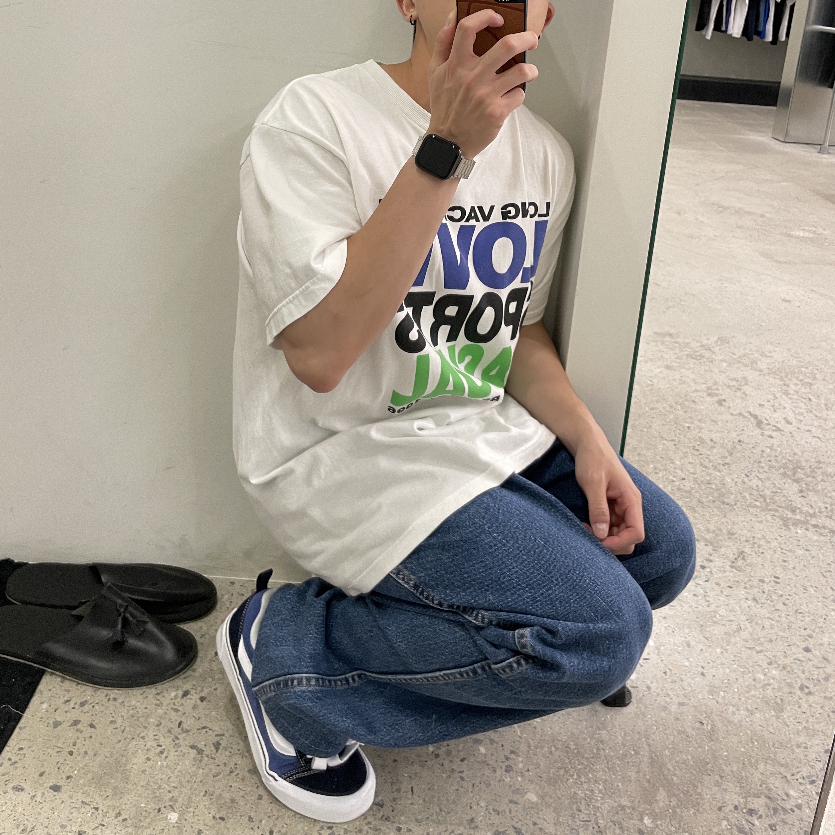 Vans Knu-Skool Navy True White 착용 스타일 - 1