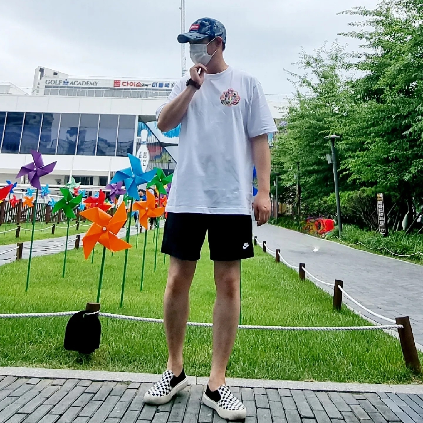 Supreme Flames Jacquard Denim Camp Cap Washed Indigo - 23SS, Nike NSW Woven Lined Flow Shorts Black - Asia 착용 스타일 - 1