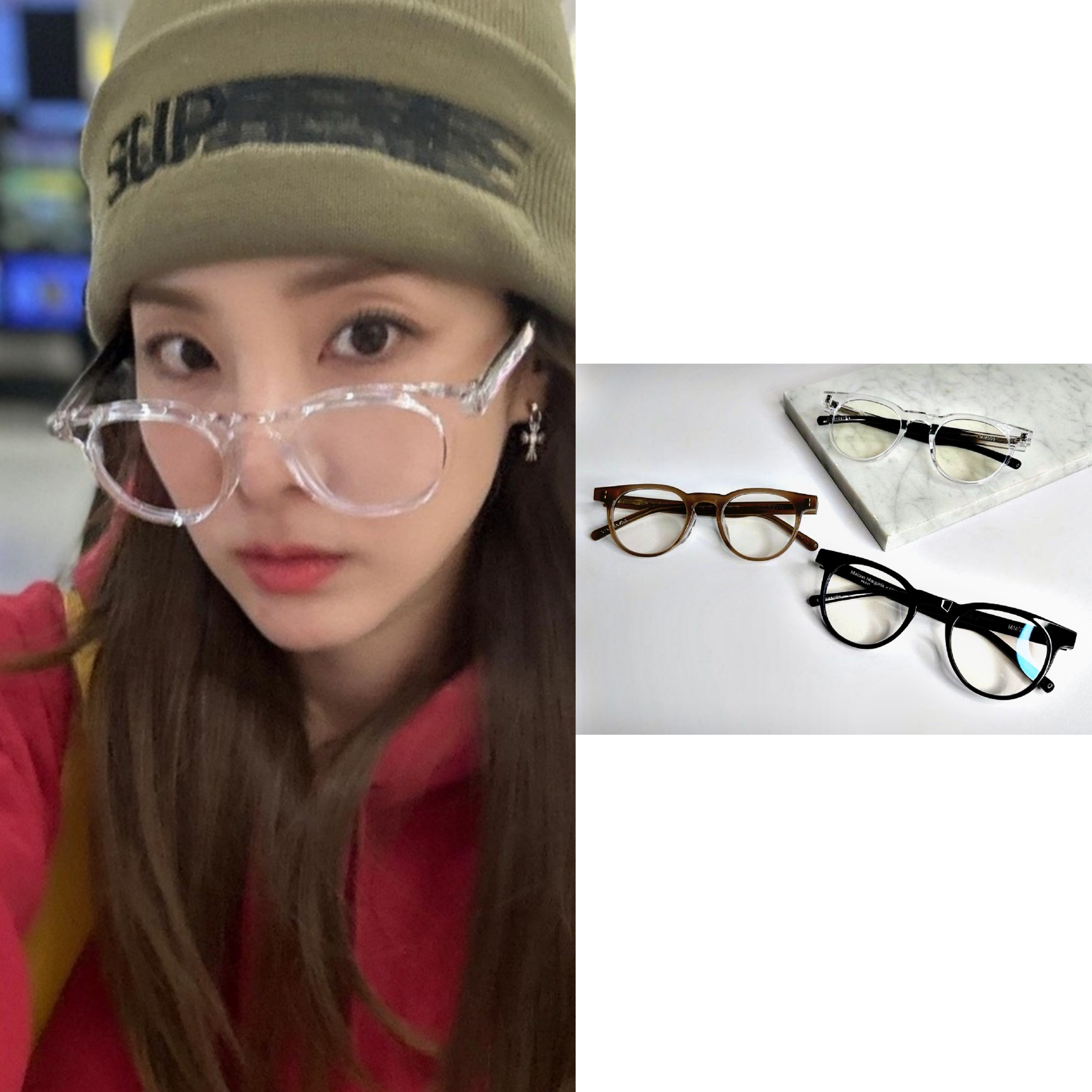 Gentle Monster x Maison Margiela MM009 Clear Black, Gentle Monster x Maison Margiela MM009 Clear Brown 착용 스타일