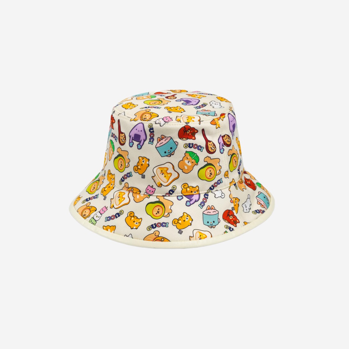 Gucci GG Animal Cotton Bucket Hat Ivory Multicolour 상세 이미지 1