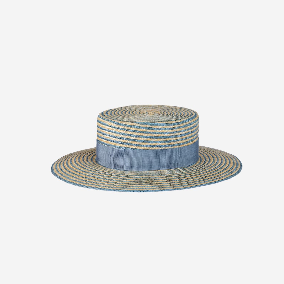 (W) Gucci Striped Raffia Wide Brimmed Hat Beige Light Blue 상세 이미지 1