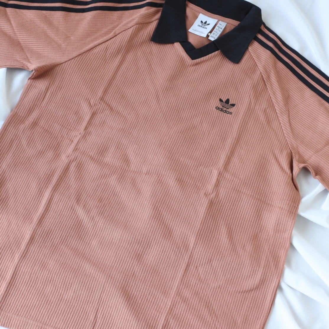 Adidas Adicolor Classics Waffle Polo Shirt Clay Strata - KR Sizing, Adidas Adicolor Classics Waffle Polo Shirt Clay Strata - US Sizing 착용 스타일