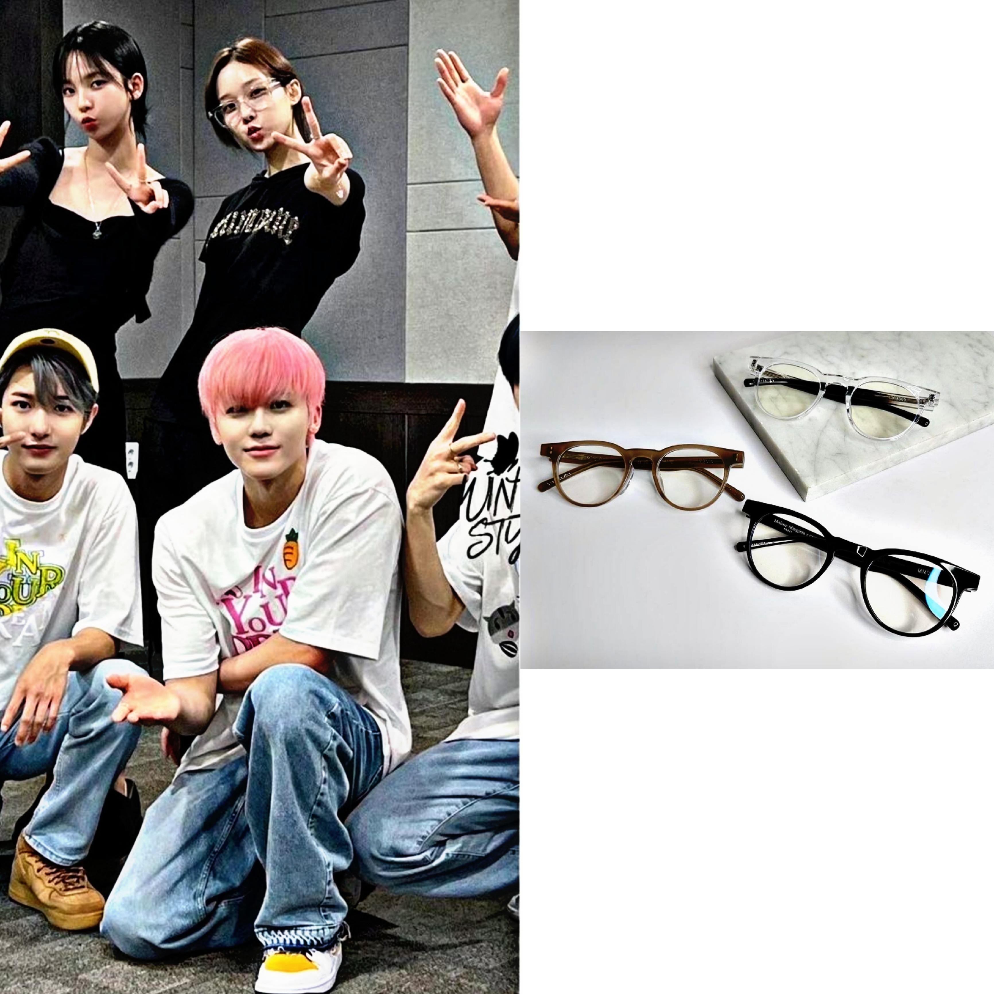 Gentle Monster x Maison Margiela MM009 Clear Black, Gentle Monster x Maison Margiela MM009 Clear Brown 착용 스타일