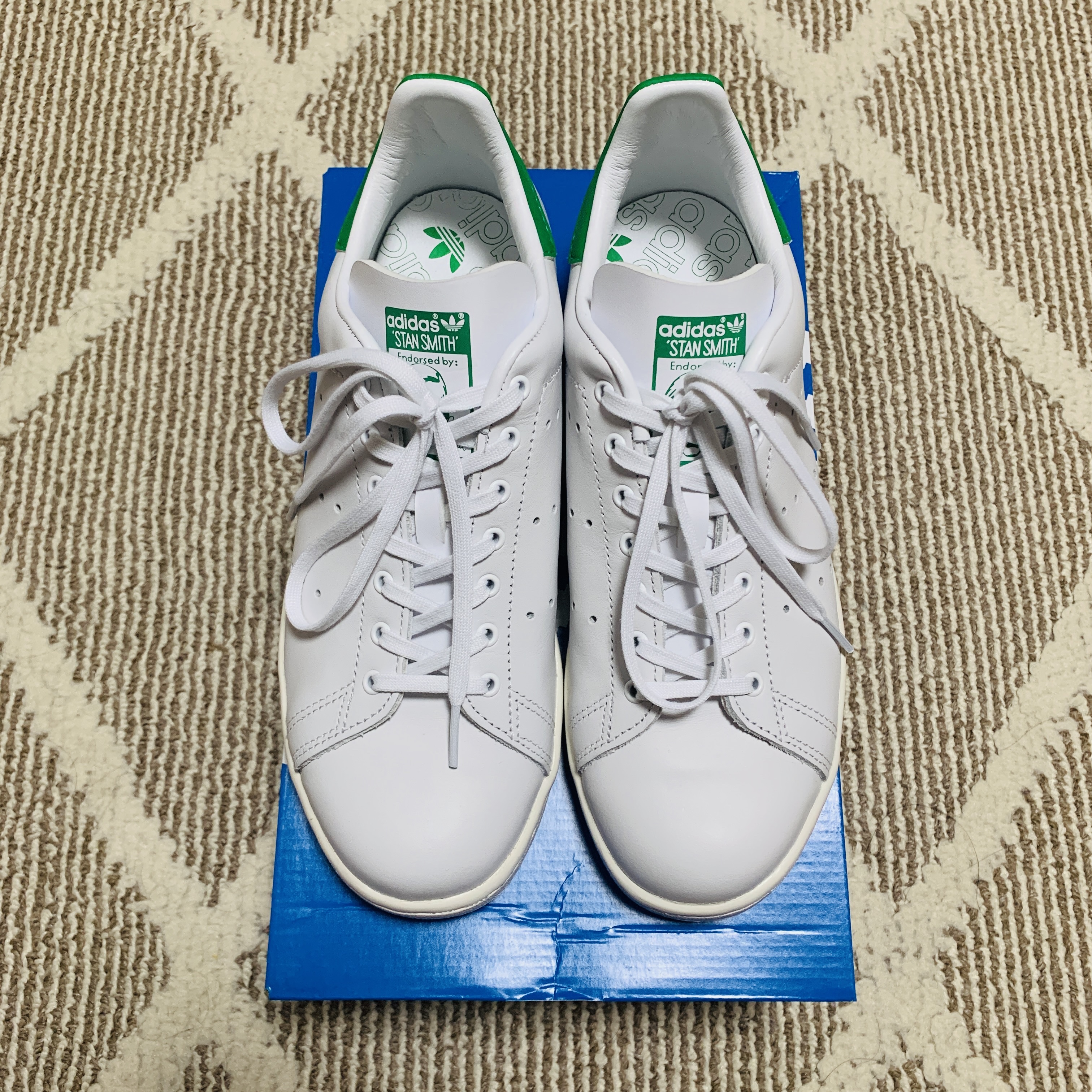 Adidas Stan Smith 80s Cloud White Green 착용 스타일 - 1