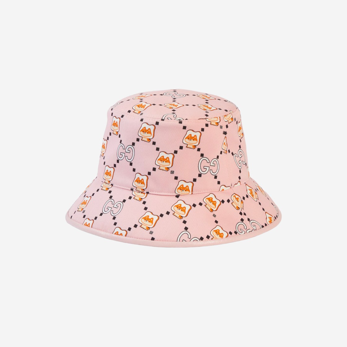 Gucci GG Animal Print Cotton Bucket Hat Pink Ivory 상세 이미지 1