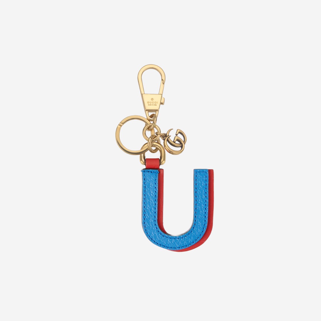 Gucci Letter U Keychain Blue Red Leather 상세 이미지 1