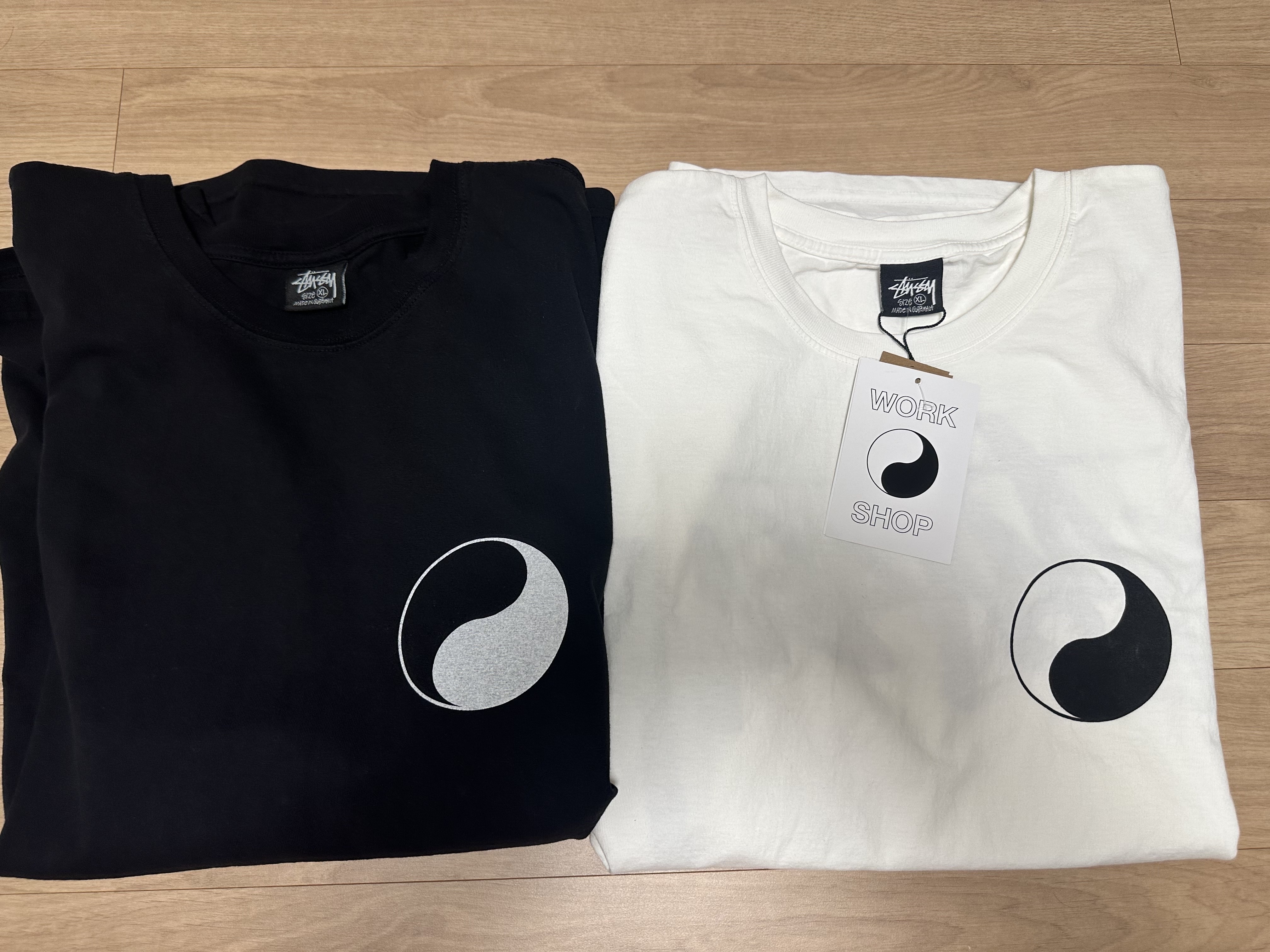 Stussy x Our Legacy Work Shop Yin Yang Pigment Dyed T-Shirt Natural, Stussy x Our Legacy Work Shop Yin Yang Pigment Dyed T-Shirt Black 착용 스타일