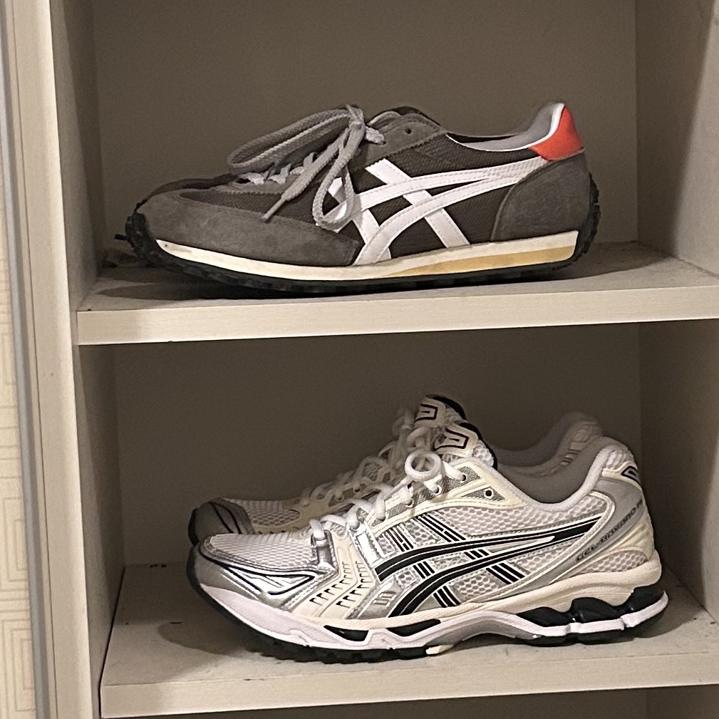 (W) Asics Gel-Kayano 14 White Midnight 착용 스타일 - 1
