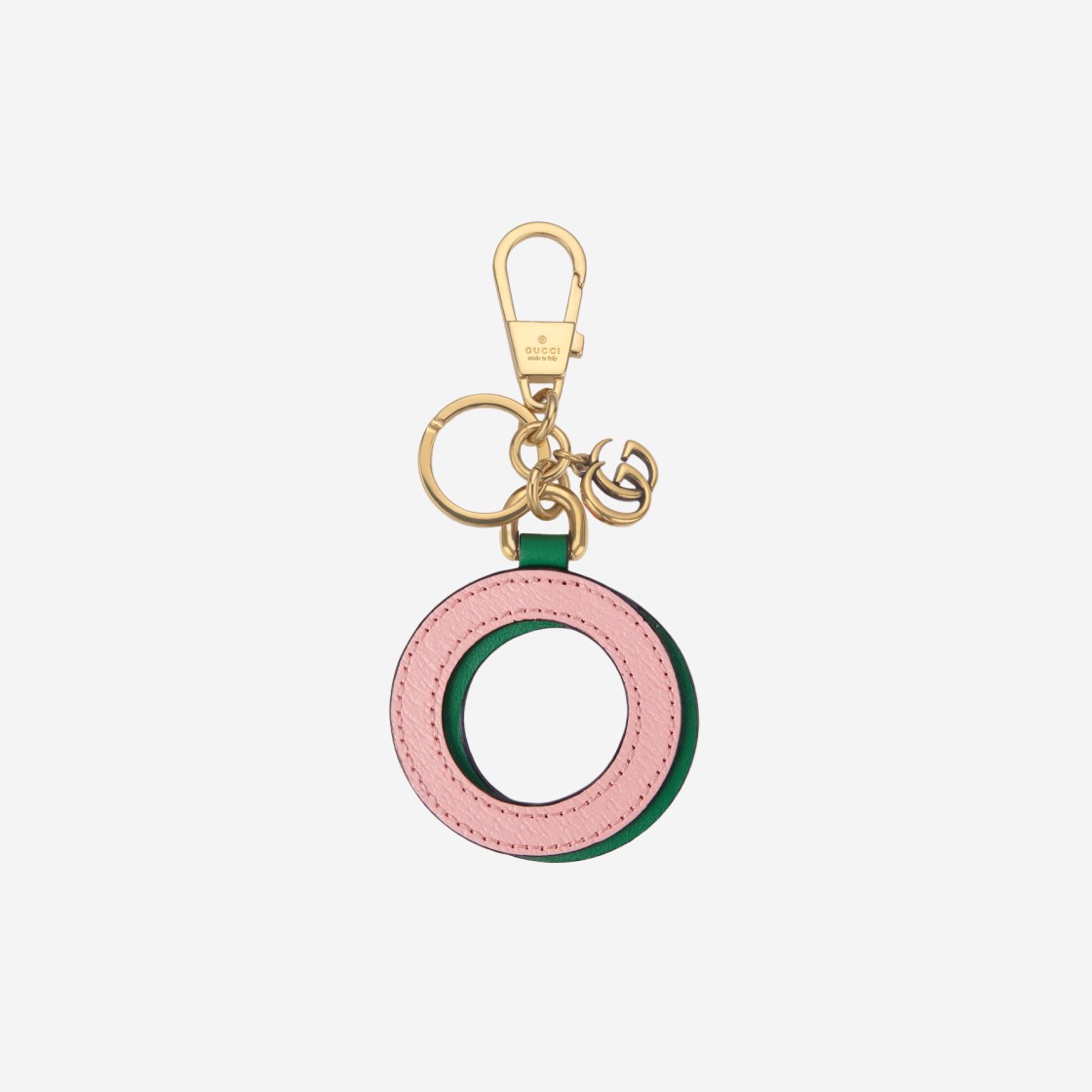 Gucci Letter O Keychain Pink Green Leather 상세 이미지 1