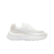Prada Brushed Leather Sneakers with Bike Fabric and Suede Elements White
