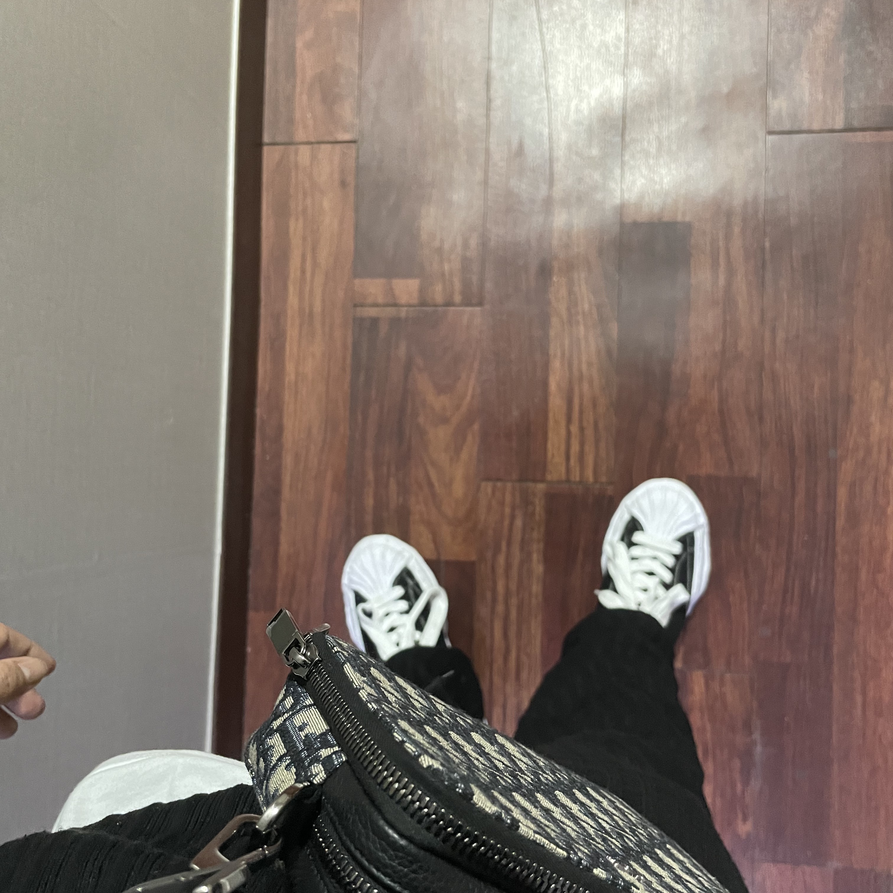 Maison Mihara Yasuhiro Blakey OG Sole Canvas Low-top Sneakers Black White, Dior Safari Messenger Bag Beige & Black Dior Oblique Jacquard 착용 스타일 - 1