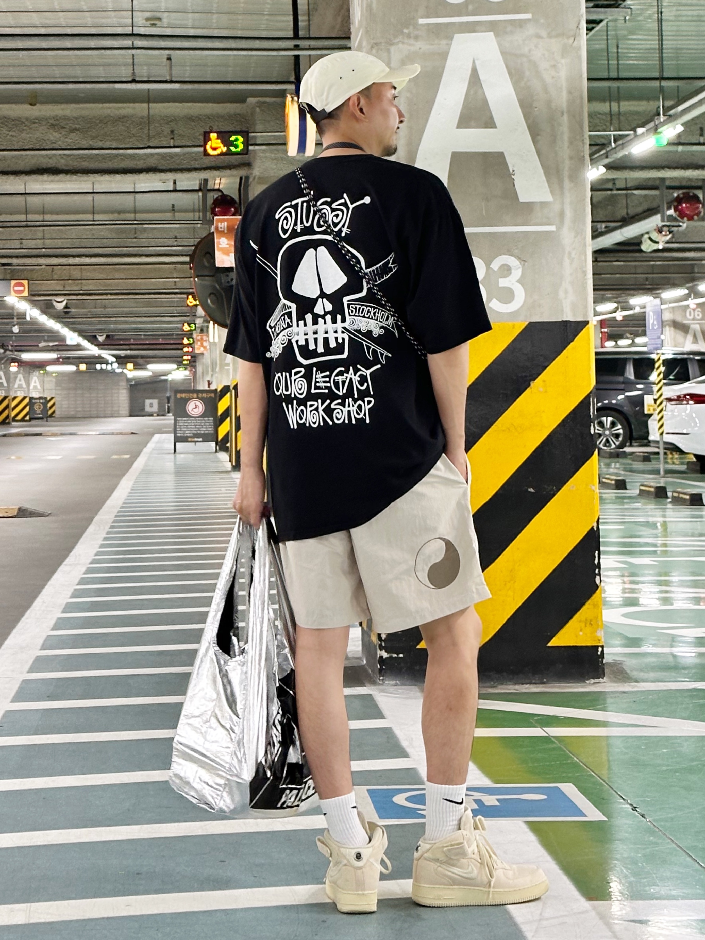 Supreme x Stone Island Reactive Ice Camo Ripstop Camp Cap Tan - 22SS, Stussy x Our Legacy Work Shop Water Shorts Taupe 착용 스타일