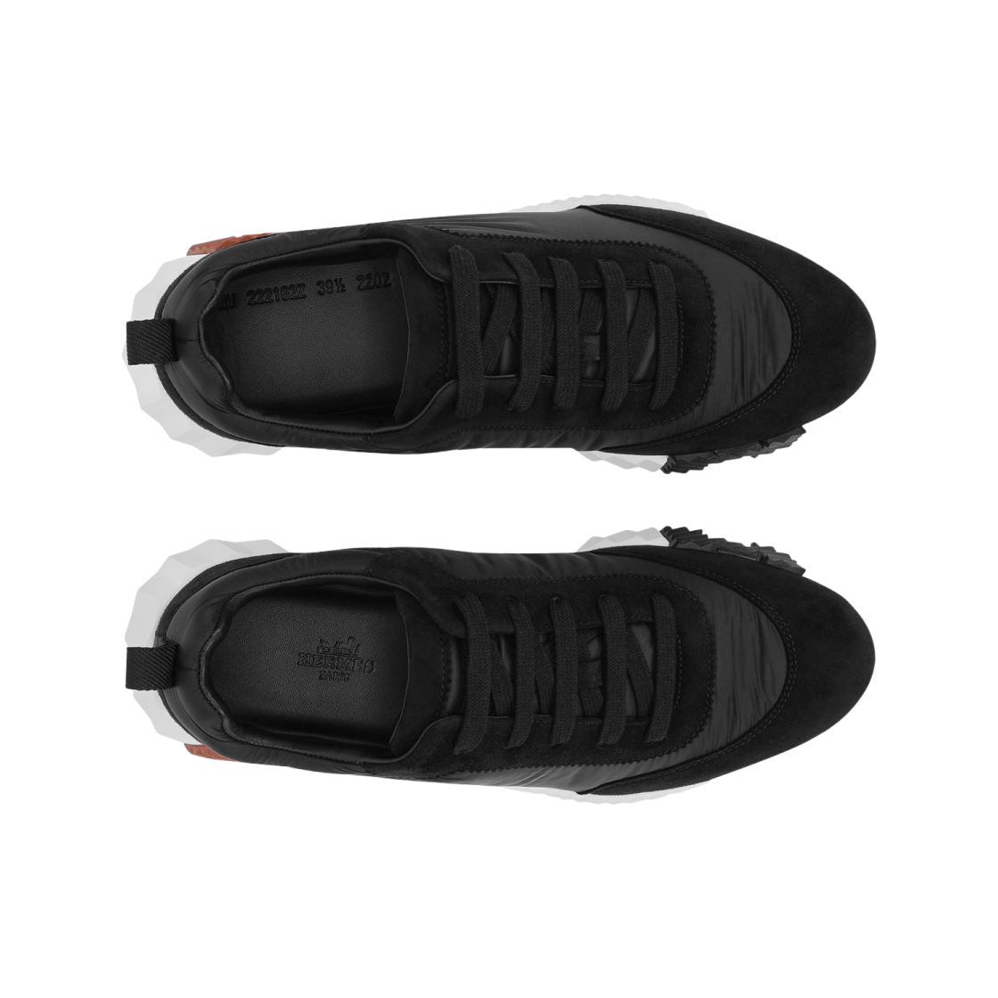 (W) 에르메스 바운싱 스니커즈 파라슈트 패브릭 스웨이드 고트스킨 & 누아((W) Hermes Bouncing Sneakers Parachute Fabric Suede Goatskin & Noir) - 3