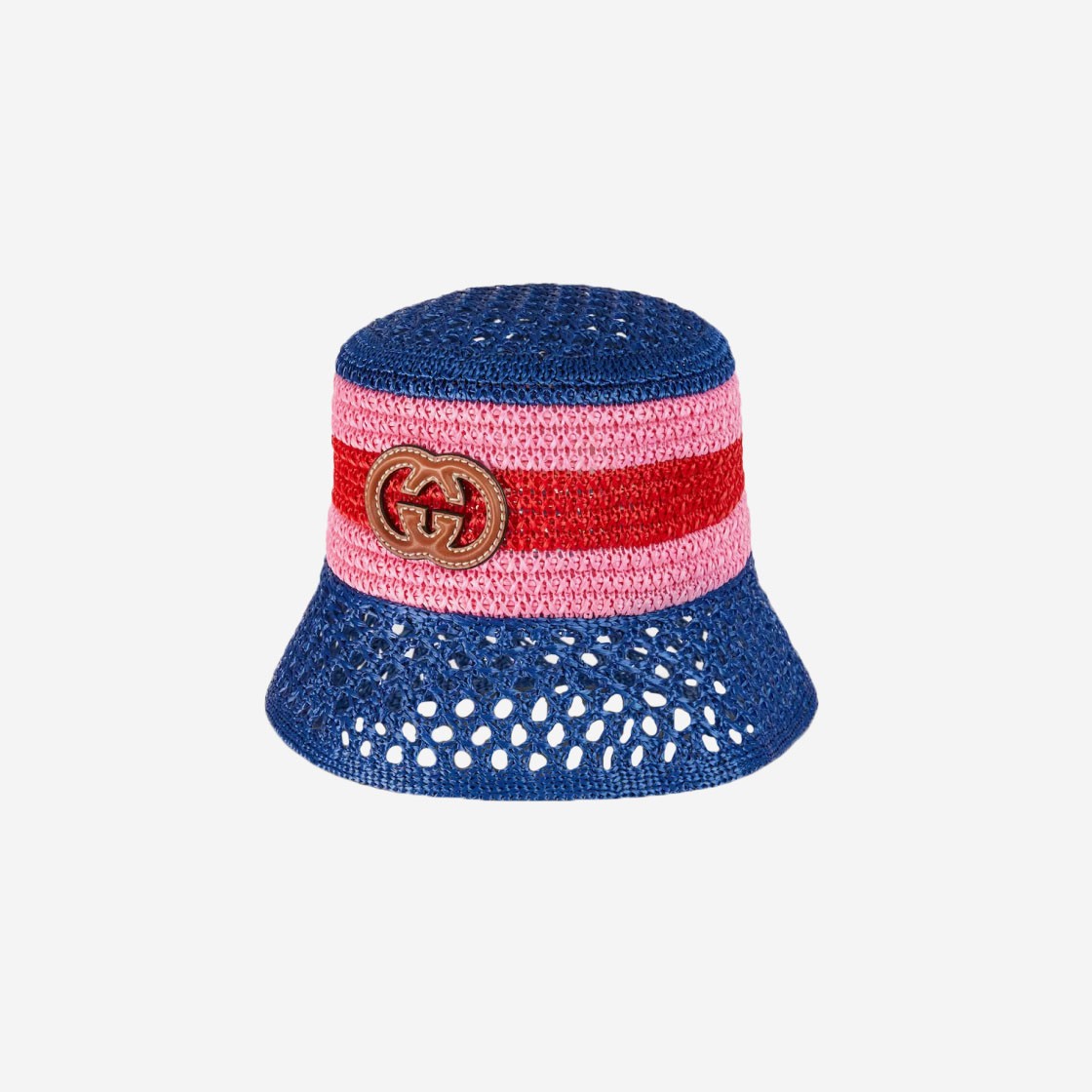 (W) Gucci Raffia-Effect Viscose Bucket Hat Blue 상세 이미지 1